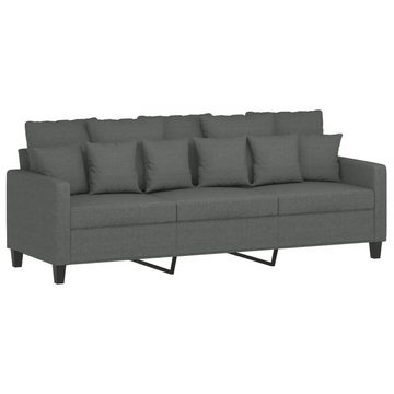 vidaXL Sofa 3-Sitzer-Sofa mit Hocker Dunkelgrau 180 cm Stoff