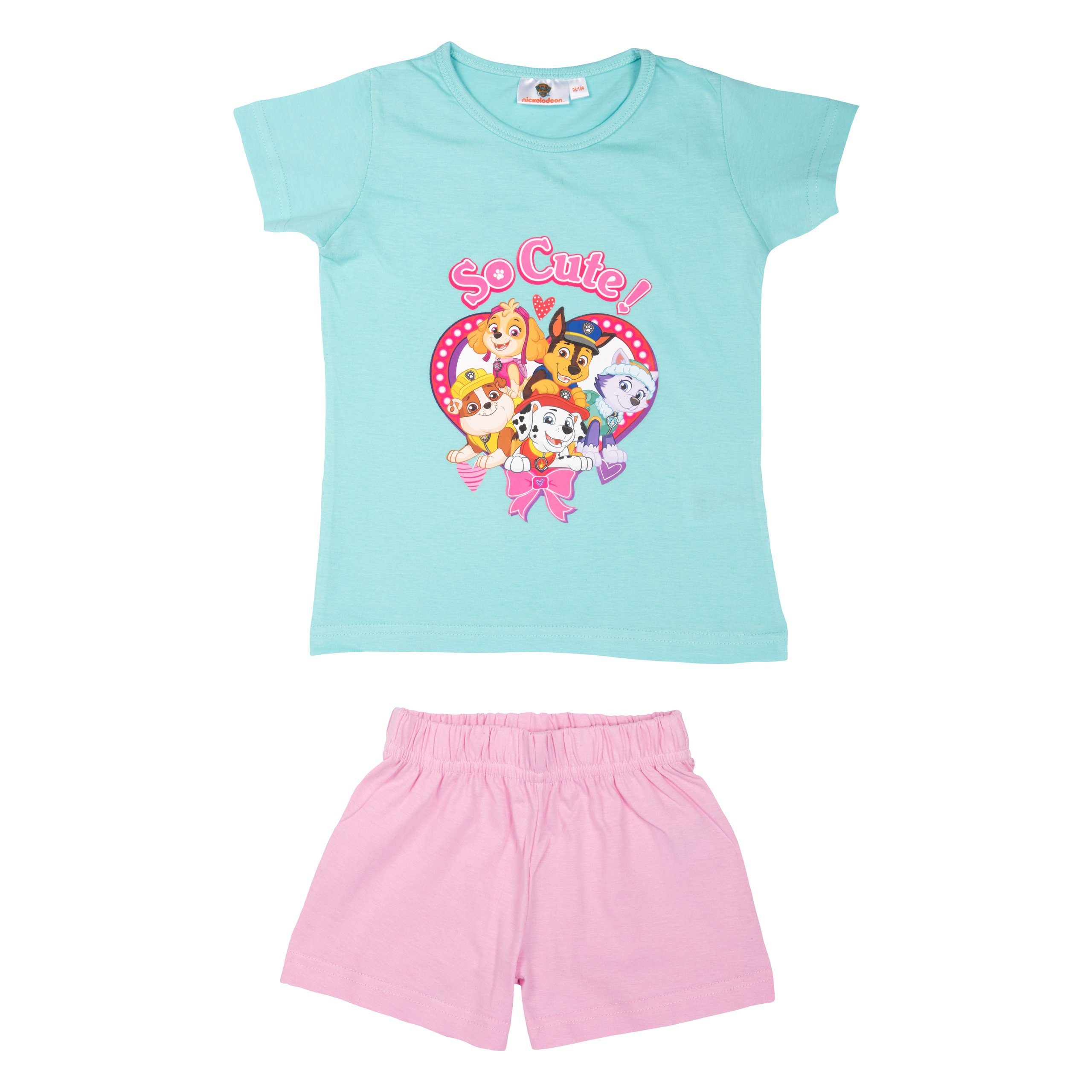 United Labels® Schlafanzug Paw Patrol Schlafanzug für Mädchen - So Cute! Türkis/Rosa