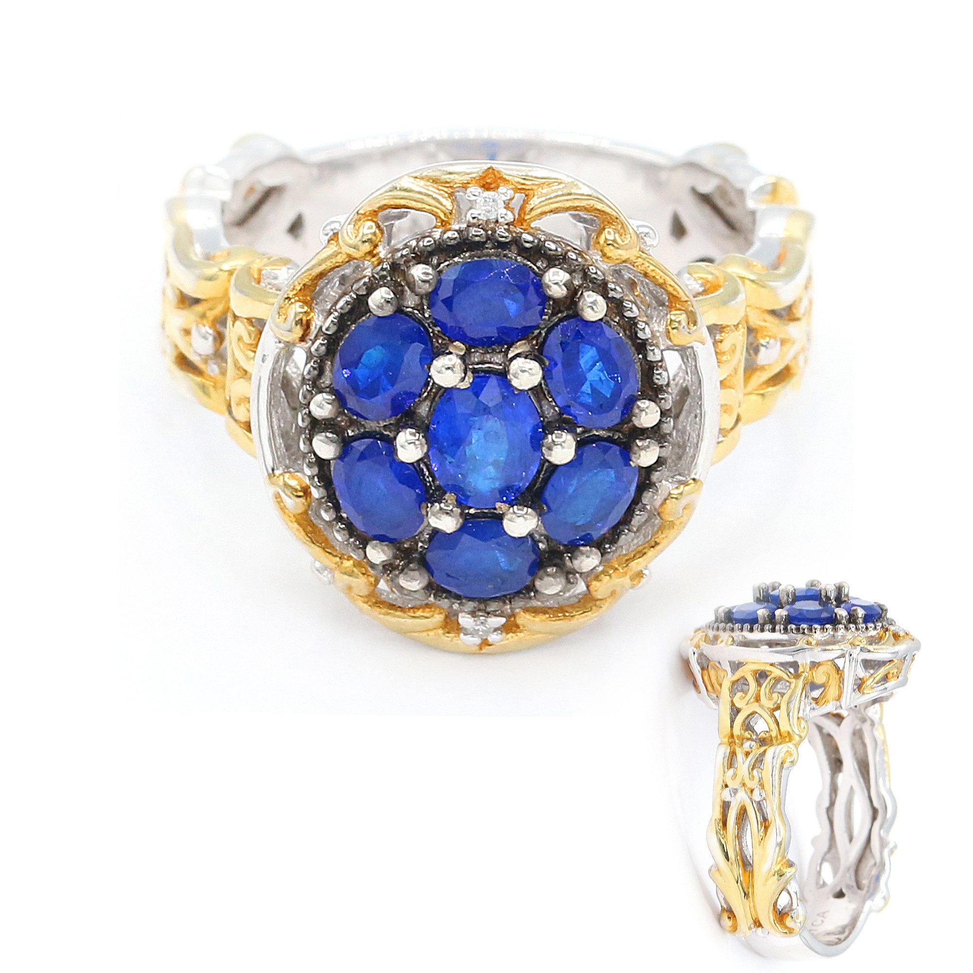 Cavill Diamantring Sterlingsilberring 1,58 ct Spinell Kobaltblau, Diamant, floral (1-tlg)