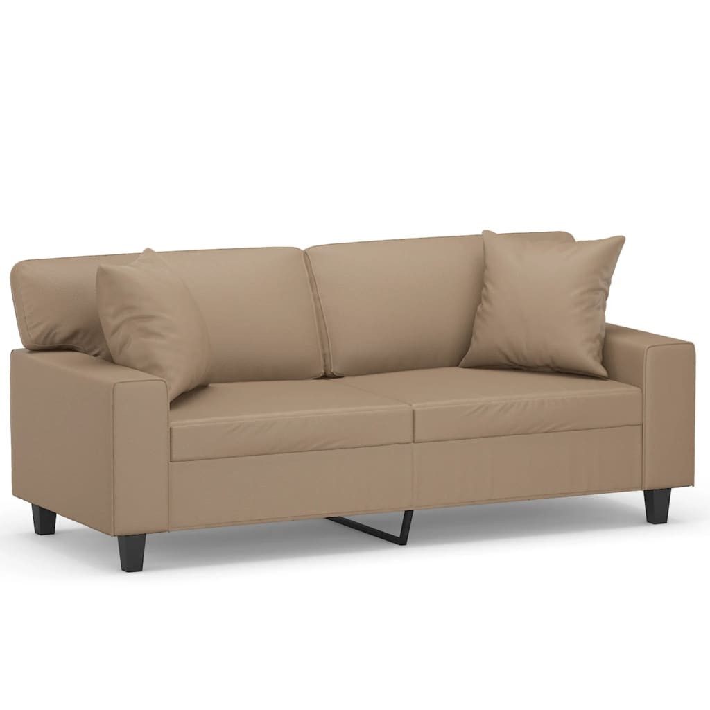vidaXL Sofa 2-Sitzer-Sofa mit Zierkissen Cappuccino-Braun 140 cm Kunstleder günstig online kaufen