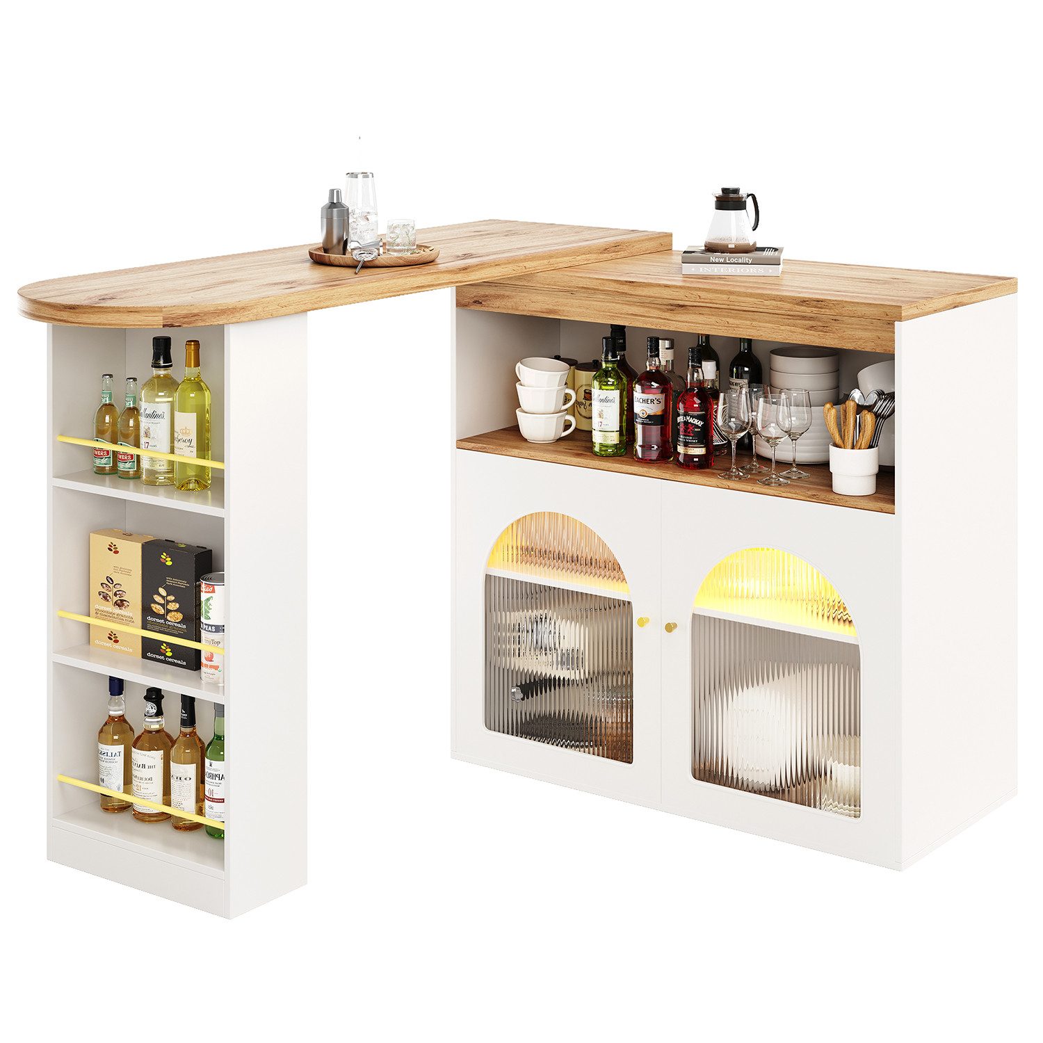 OUTMAX Bartisch 138-193X39X105CM ausziehbarer, Mit Stauraum, günstig online kaufen