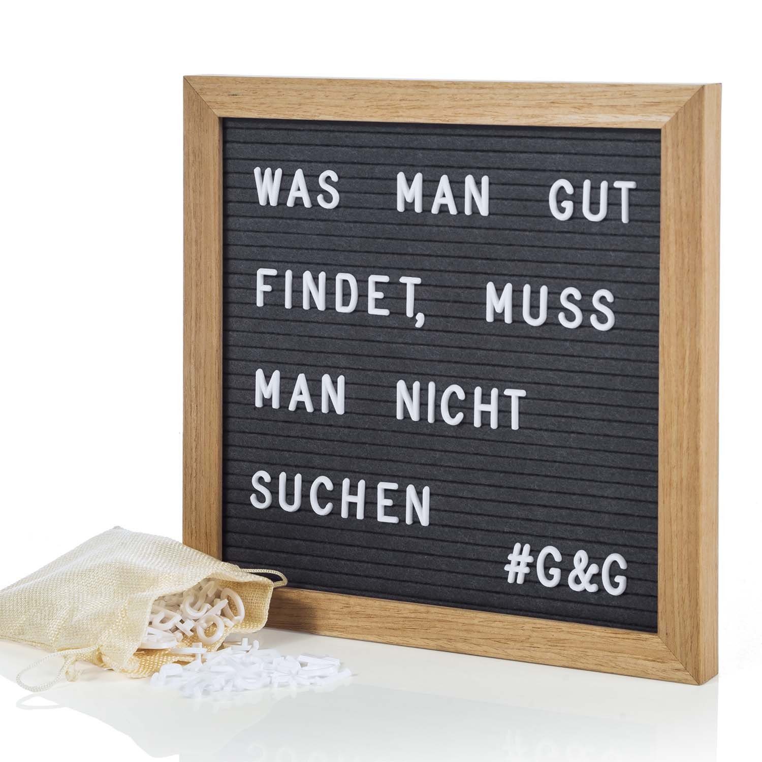 Goods+Gadgets Klemmtafel Buchstabenbrett Letter-Board (Rillentaffel, mit 134 Zeichen), Buchstabentafel Memoboard