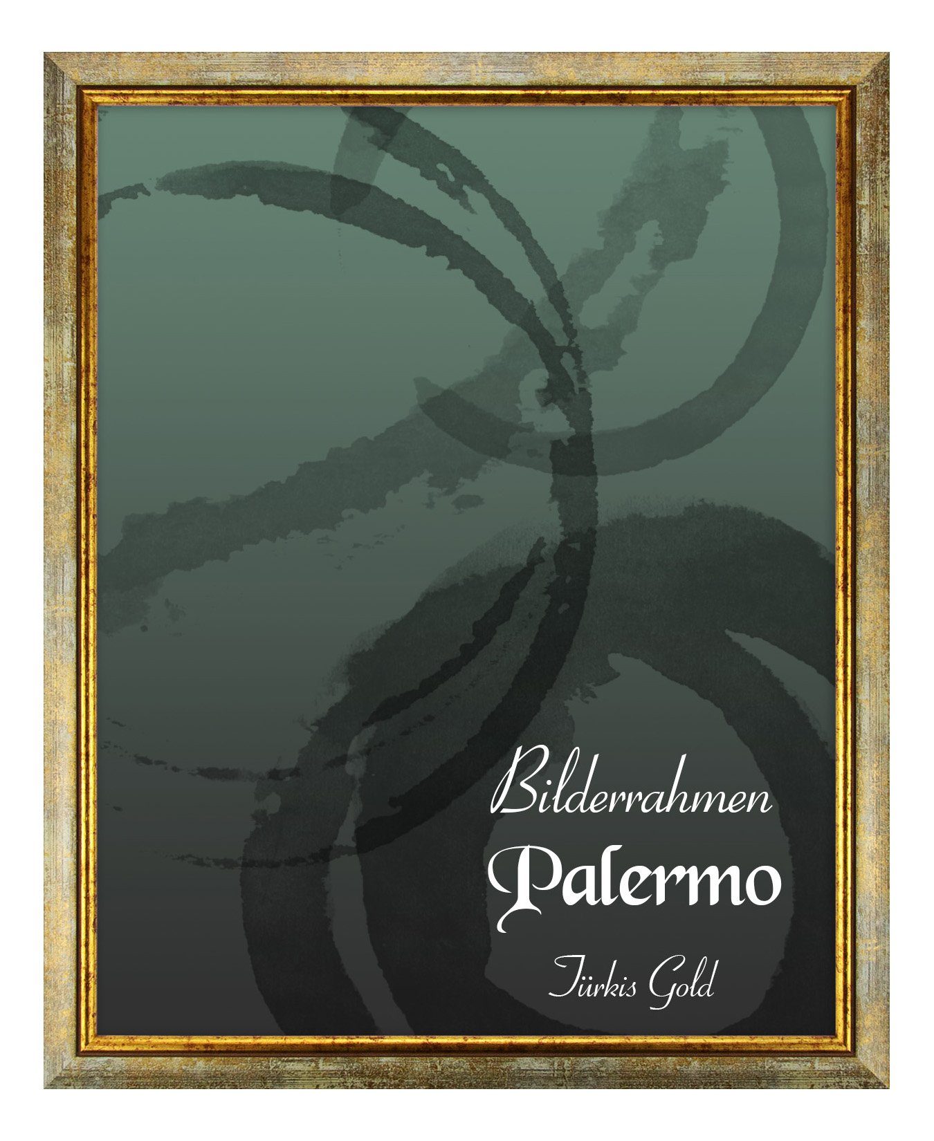 Einzelrahmen Bilderrahmen Palermo, (1 Stück), 20x20 cm, Türkis Gold, Holz