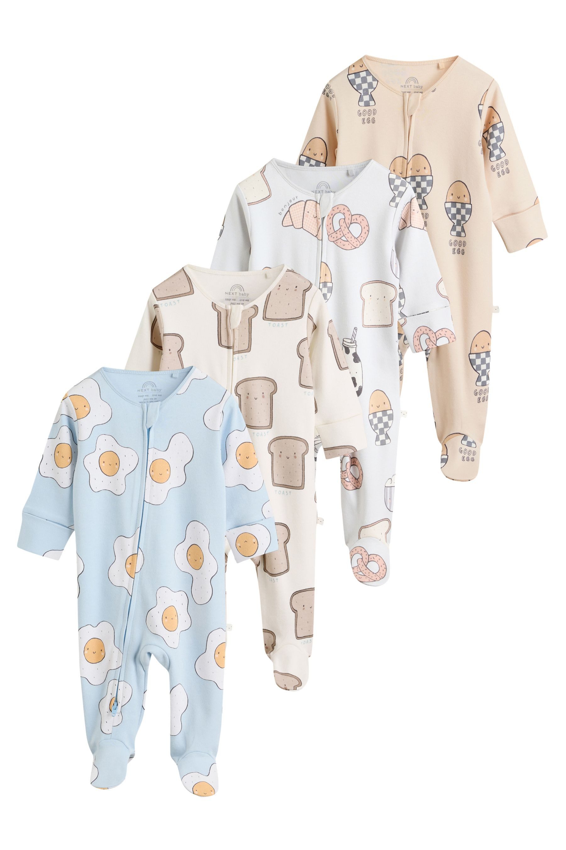 Schlafoverall Babyschlafanzüge mit Zweiwege-RV, 4er-Pack