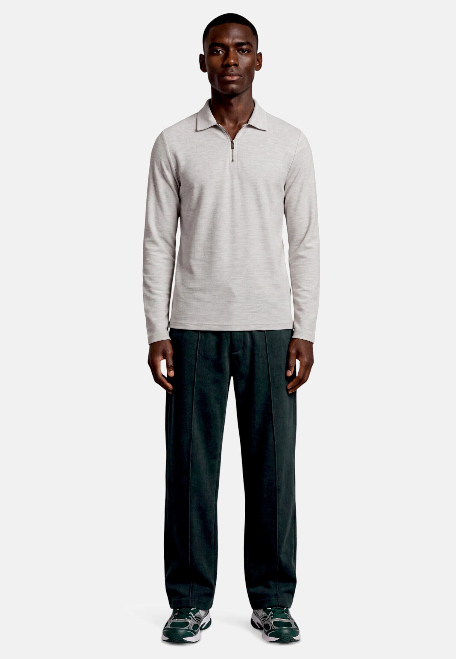 Zero Longsweatshirt Herren mit Kragen Plain/ ohne Details