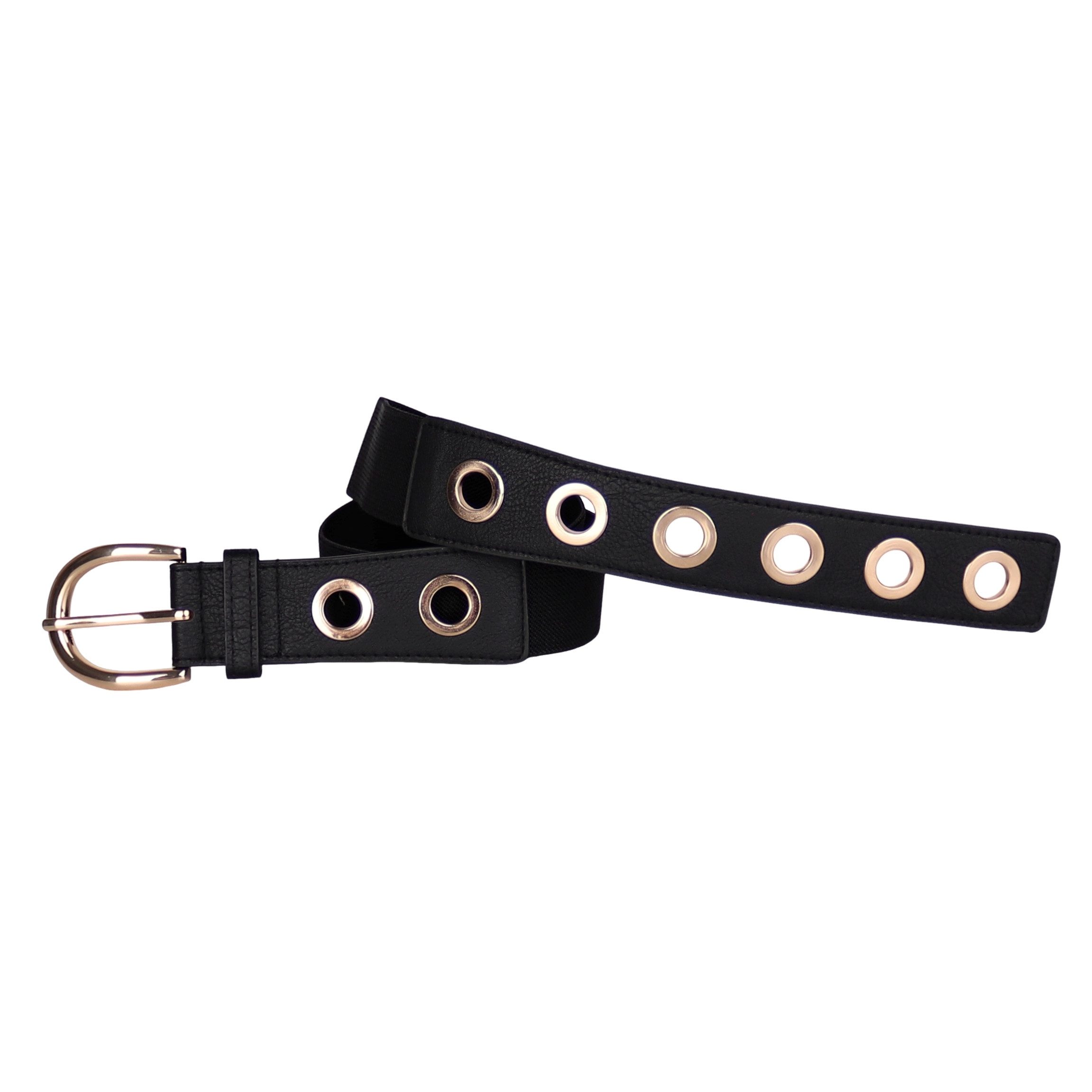 MIRROSI Stretchgürtel Elastischer Stoffgürtel mit stilvollen Metallösen (ca.4cm Breit) Dehnbarer Nietengürtel in Einheitsgröße (passend für ca. 80–110 cm)