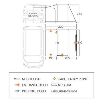 Vango aufblasbares Zelt Bus Vorzelt Kela V Air Low Airbeam Camping, Auto Luft Zelt Van VW Aufblasbar