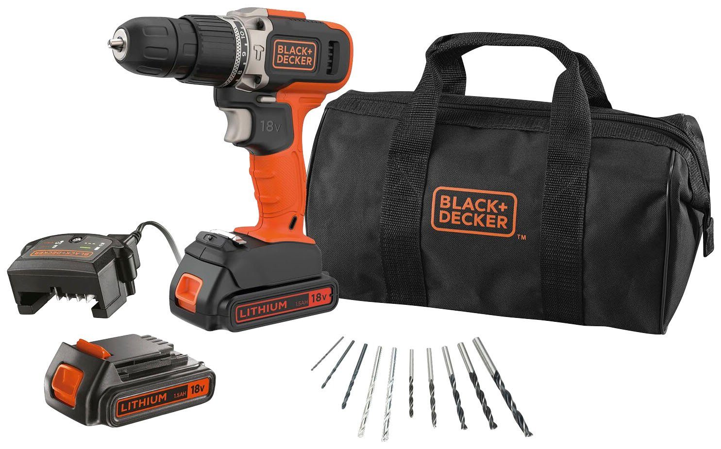 Black + Decker Akku-Schlagbohrschrauber BCD003BA10S, max. 1400 U/min ...