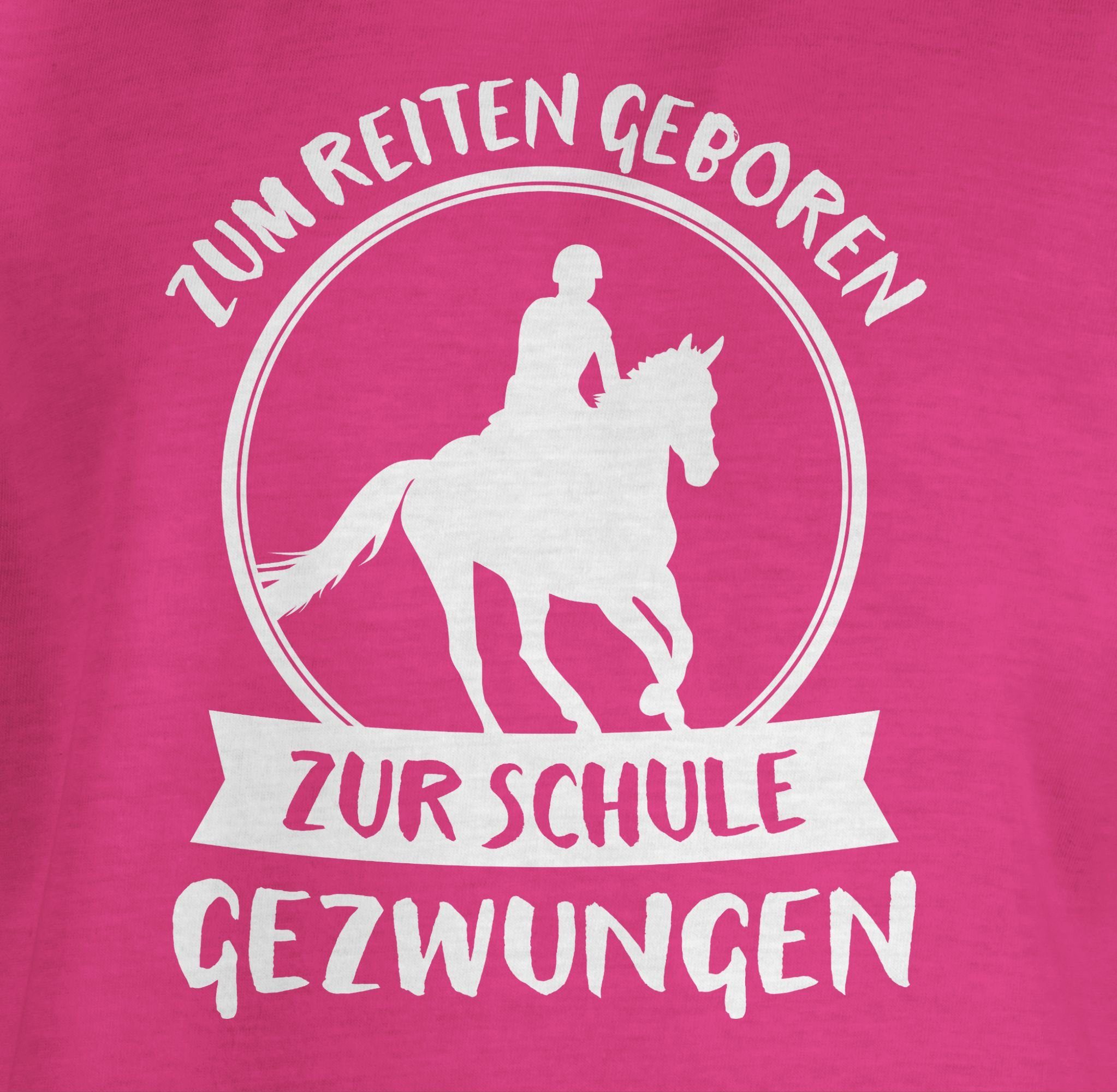 Fuchsia Reiten 1 geboren gezwungen T-Shirt Mädchen zur Einschulung Zum Shirtracer Schule