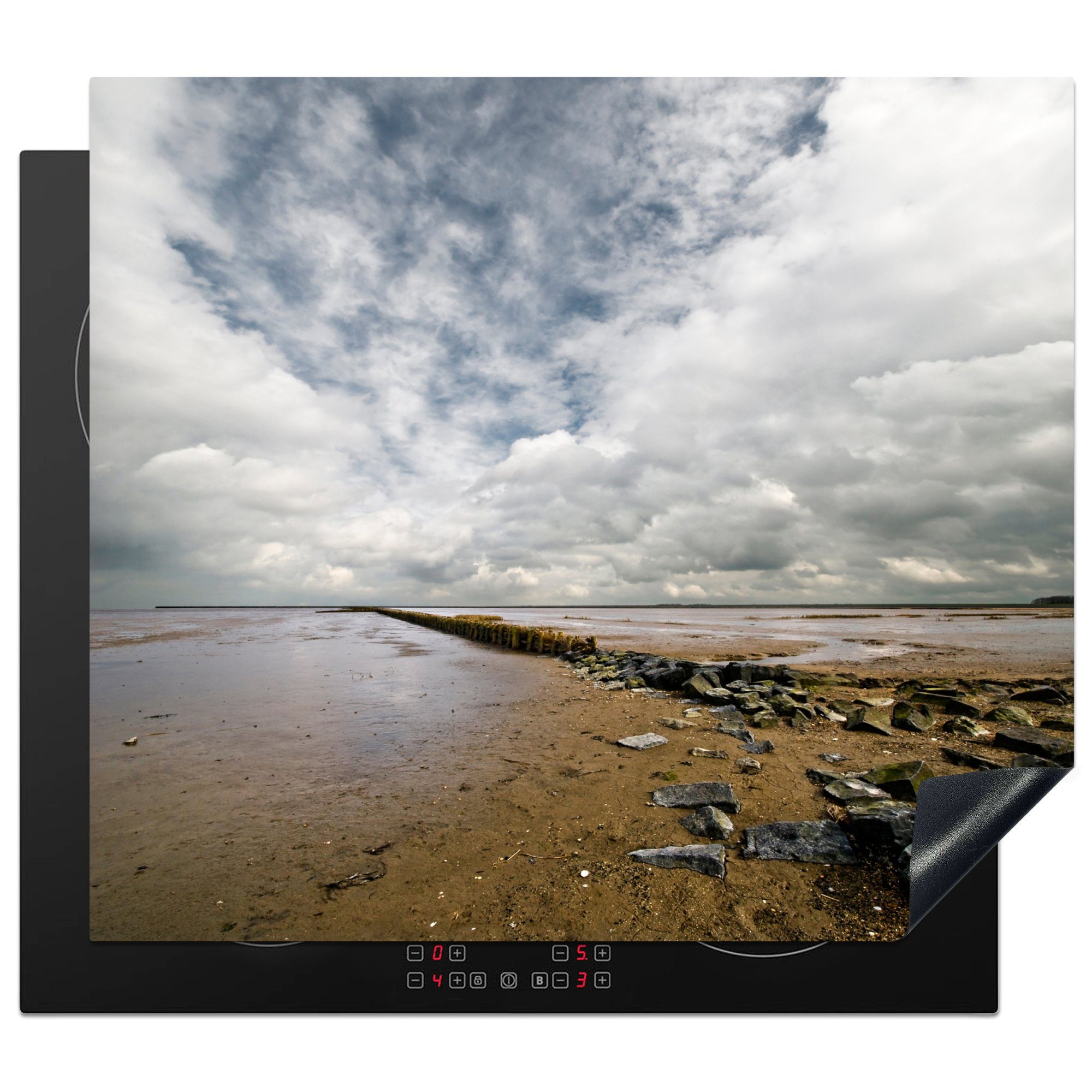 MuchoWow Herd-Abdeckplatte Stein - Meer - Friesische Inseln, Vinyl, (1 tlg), Cerankochfeld Abdeckung, Herd Abdeckplatten Vinyl, 58.3x51.3 cm