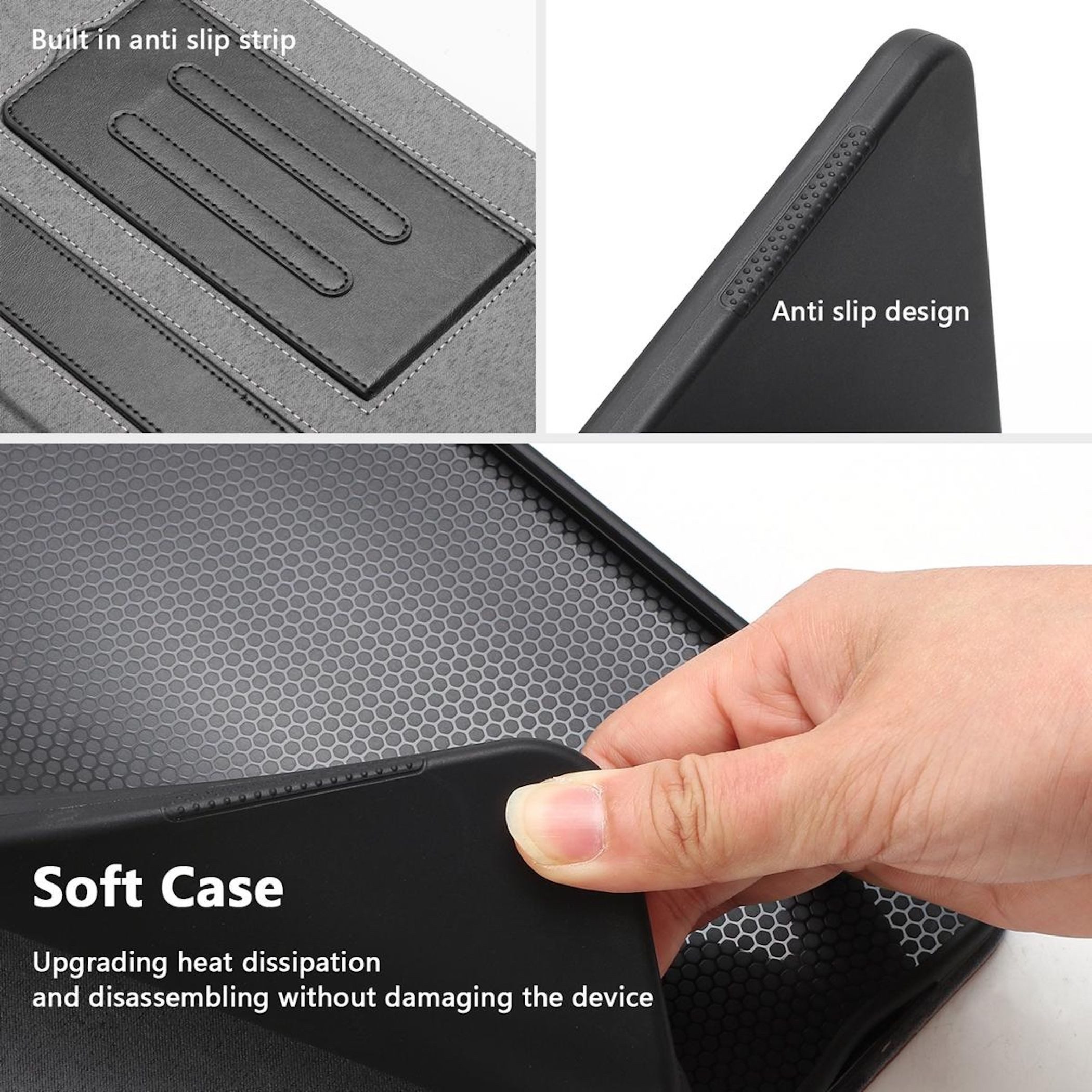 Wigento Tablet-Hülle Für Samsung Galaxy Tab S10 FE Plus Multifunktionale Hülle Schwarz, Standfunktion, Handschlaufe – Bild 4 von 5