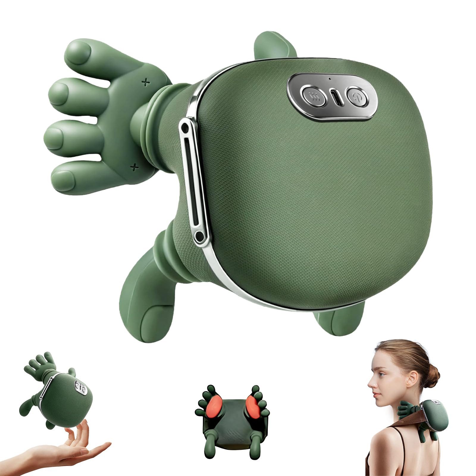 Kityhome Massagegerät 4D-Shiatsu Nacken-Massagegerät kabellos mit Wärmefunktion, Set, Massagegerät*1, USB-C-Ladekabel*1