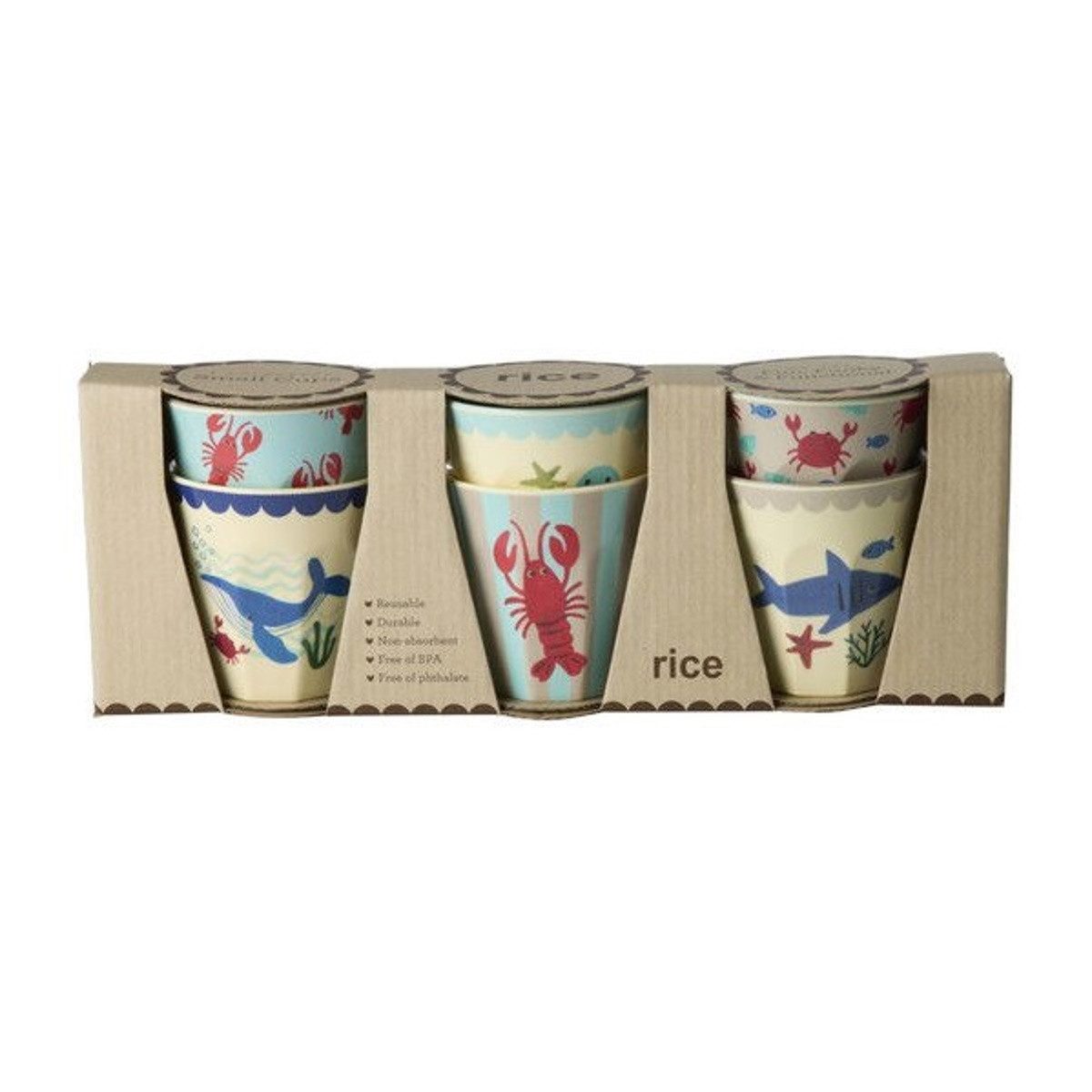 rice Becher Kinderbecher Set 6 Stück Melamin, robust, spülmaschinengeeignet