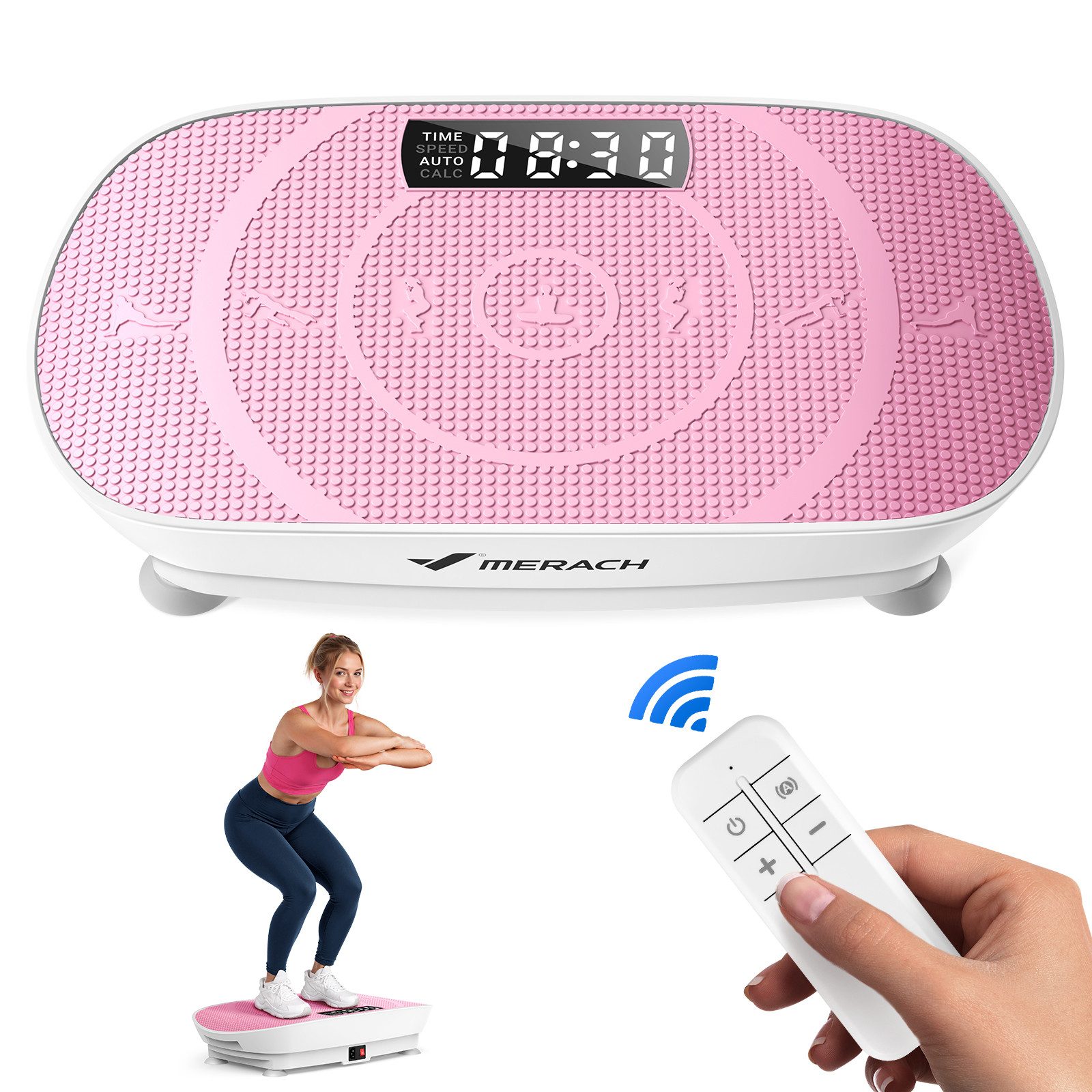 MERACH Vibrationsplatte Mini-Vibrationsplattform mit LED-Display, 100 W, 10 Intensitätsstufen, mit Fernbedienung, für Ganzkörpertraining zu Hause, bis 150 kg