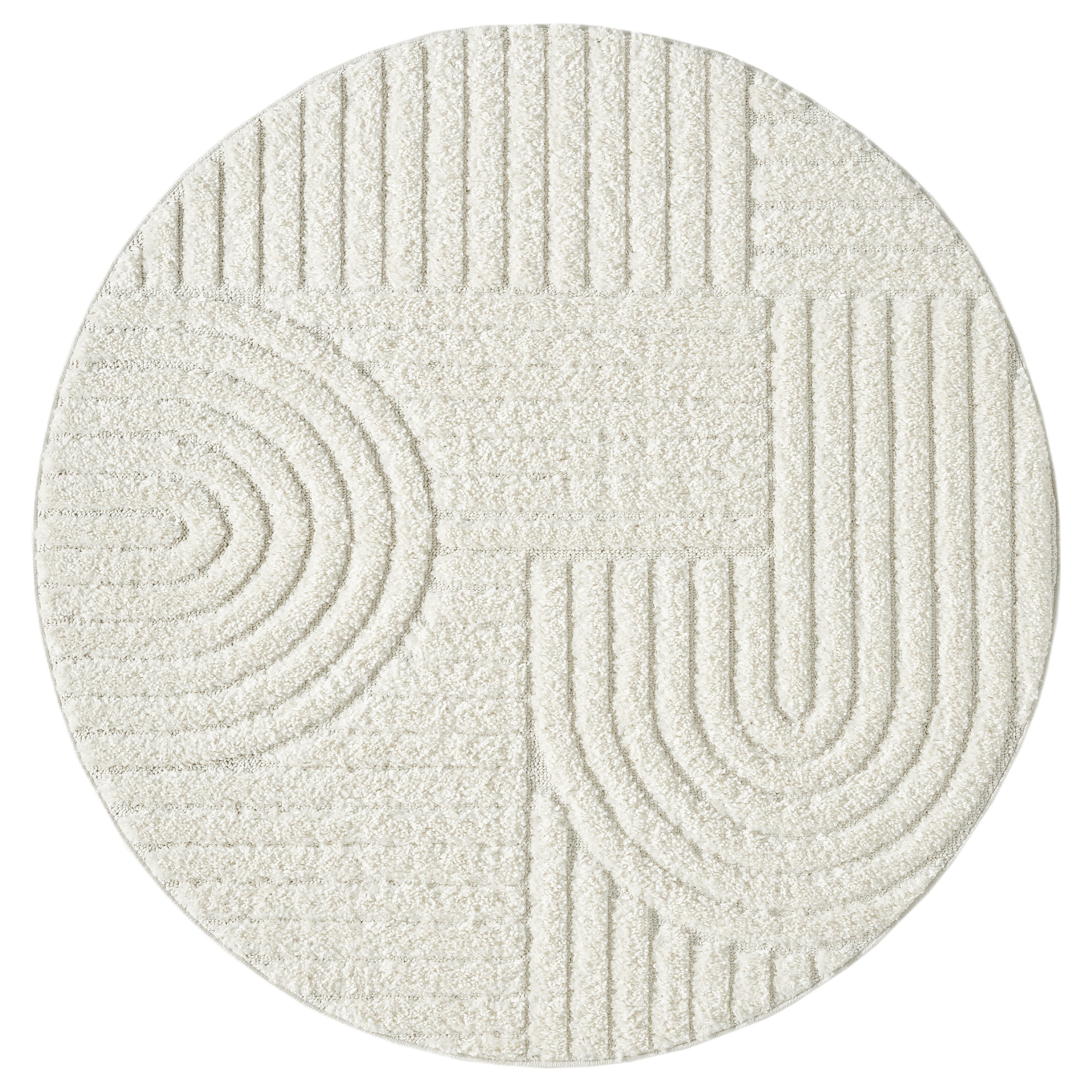 OTTO home Teppich Jonne, Boho-Design, Scandi, Designteppich, rund, Höhe: 20 mm, Hoch-Tief, 3D Optik, skandinavischer Stil, Wohnzimmer, Schlafzimmer