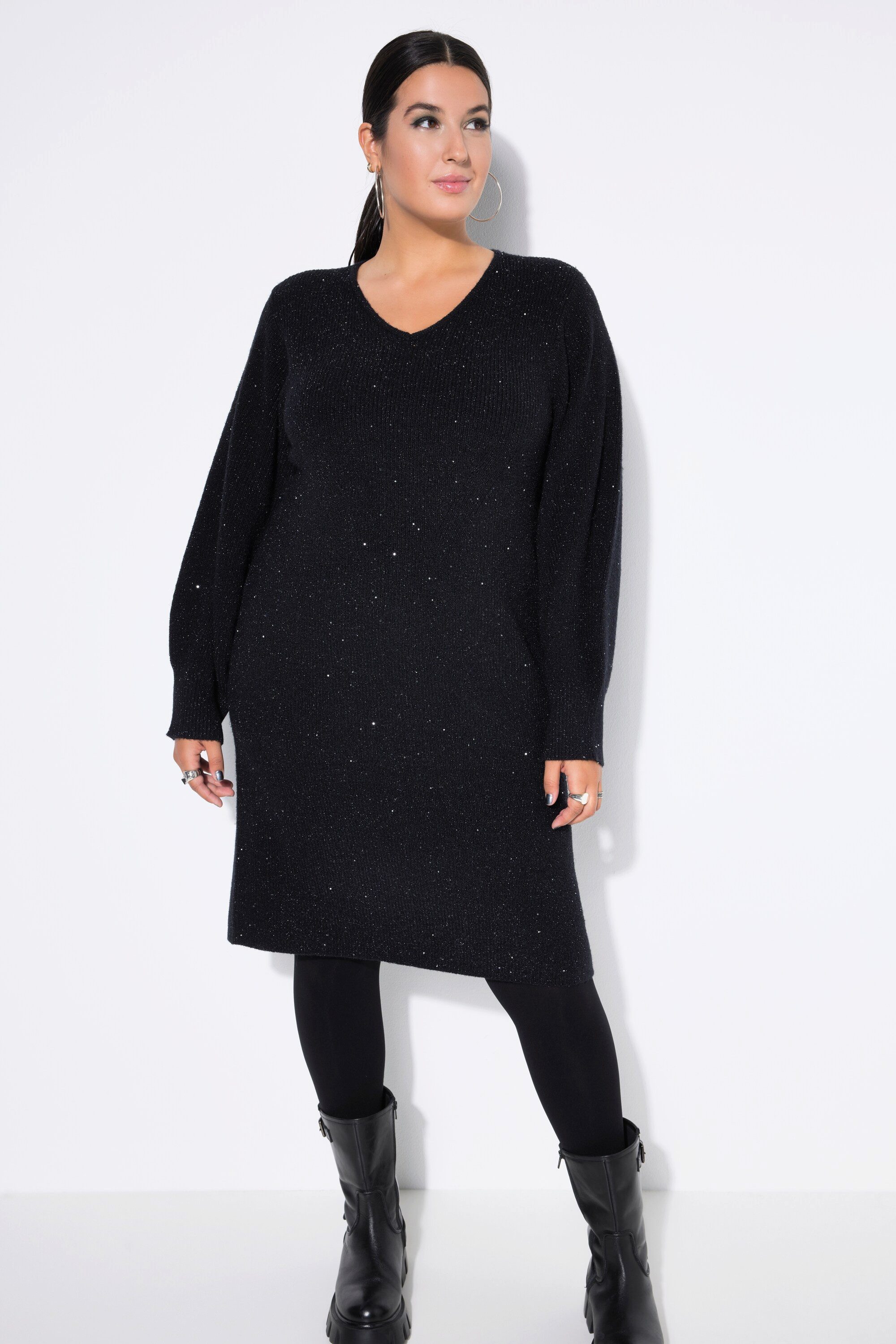 Studio Untold Midikleid Strickkleid Slim Shape Rippstrick mit Glitzer günstig online kaufen