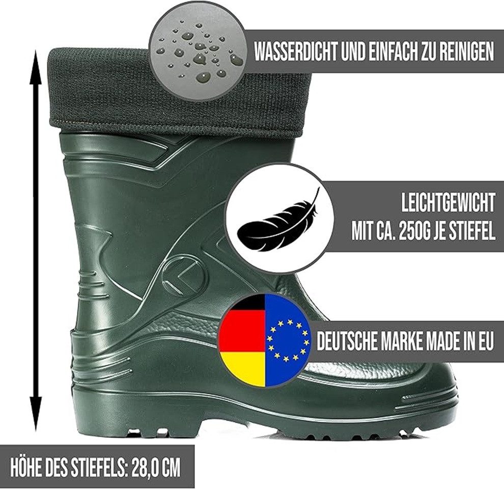CLIMBR Leichte gefütterte Gummistiefel Herren EVA Thermo Winter Arbeit Gummistiefel