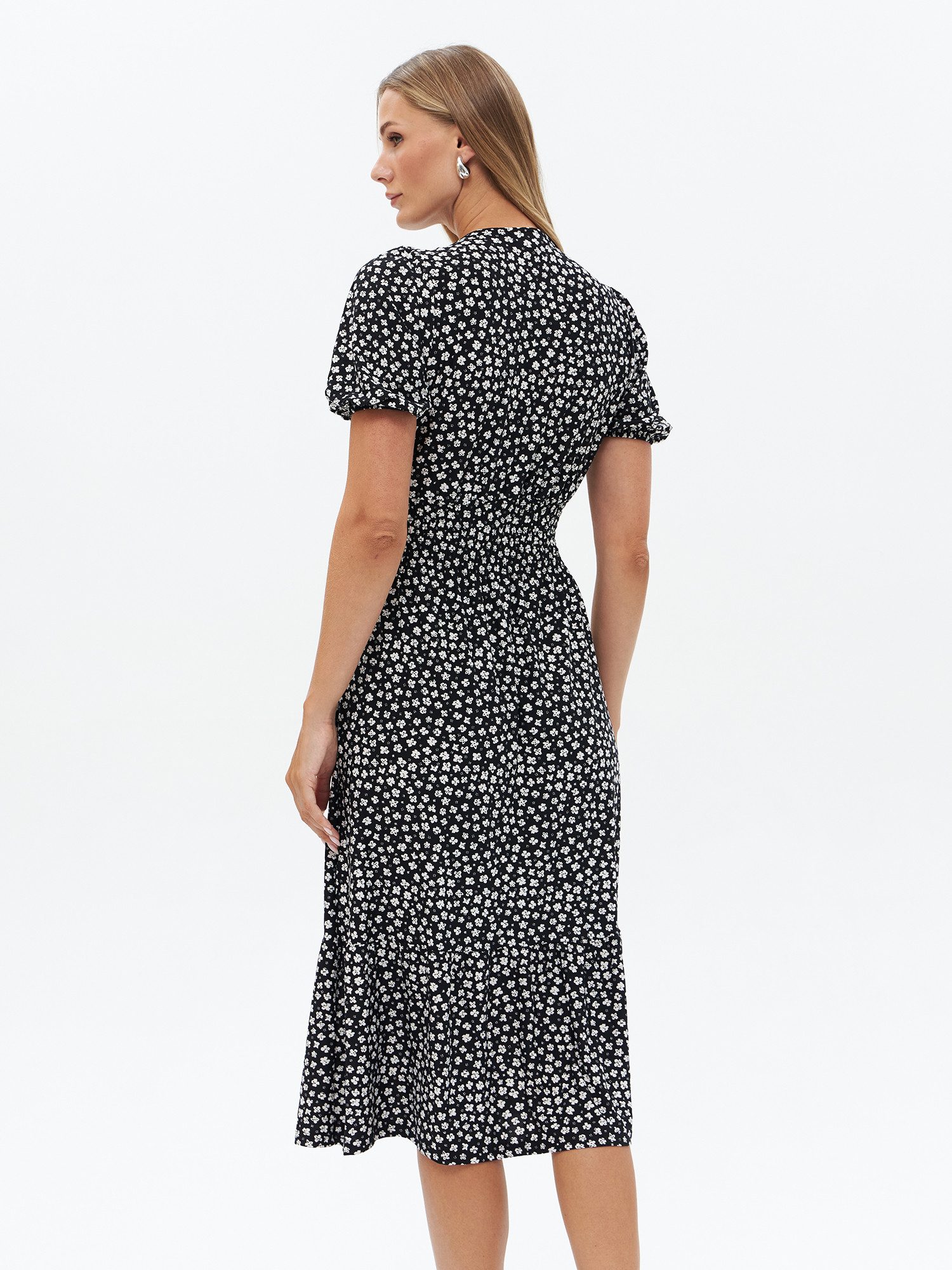 Passioni Hemdblusenkleid Maxikleid mit Blumenprint Sommerkleid mit gesmokter Taille – Bild 4 von 5