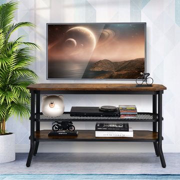 COSTWAY TV-Regal, mit 2 Ablagen, Metallrahmen, 100x40x55,5cm