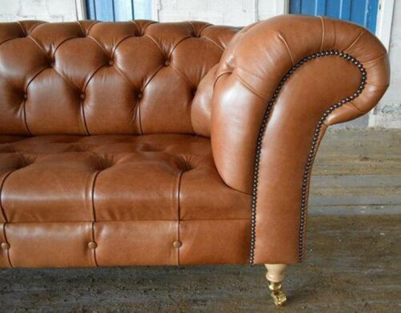 JVmoebel 3-Sitzer 3 Chesterfield Polster Sitzer Braune Sofa Couch Sofas Couchen Sitz