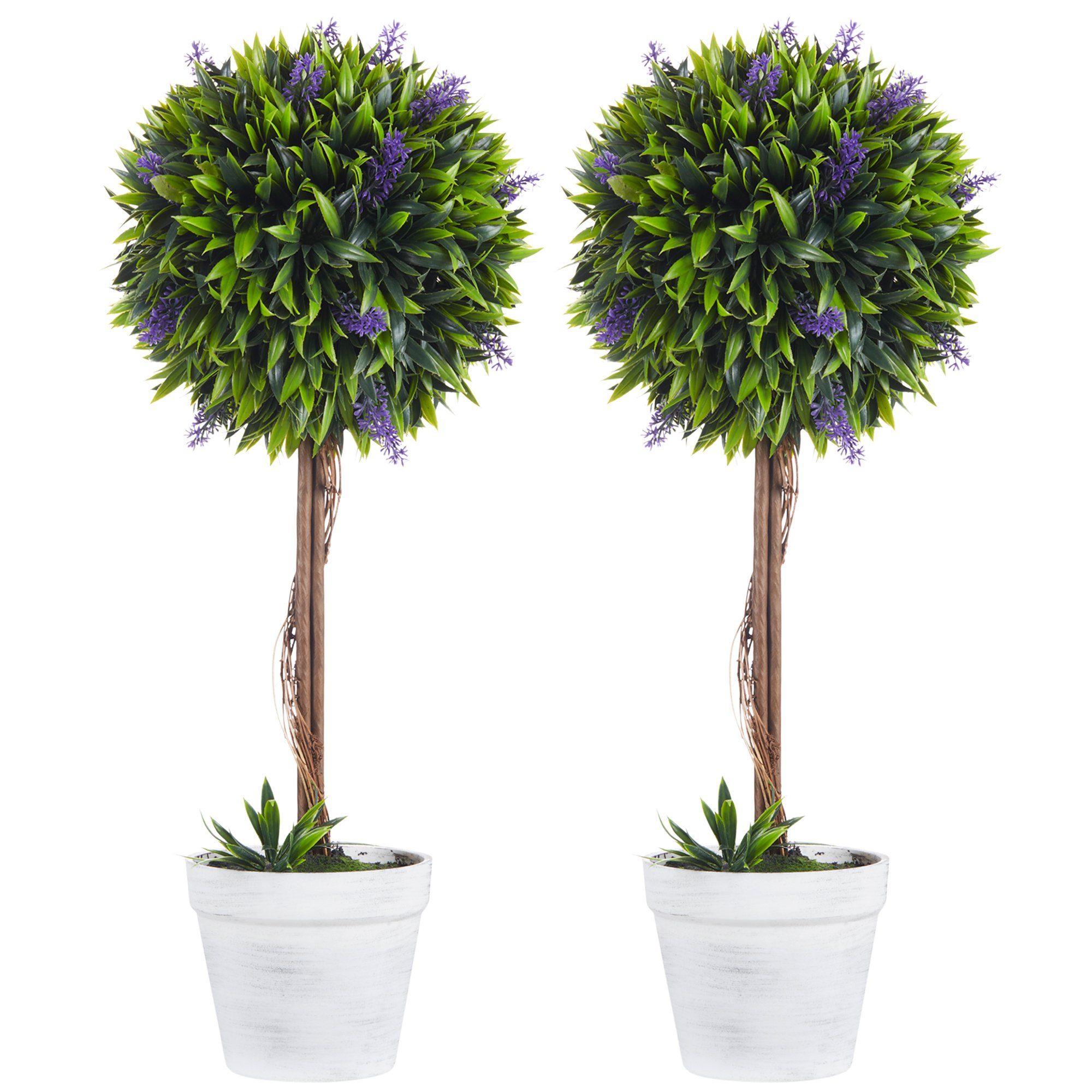 Pflanzen, Höhe Kunstpflanze im 2er-Set Zimmerpflanze Lavendel, 60 Künstliche cm, Zementtopf HOMCOM,