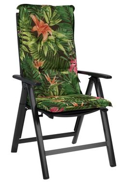 GO-DE Hochlehnerauflage TROPICAL, B 50 x L 120 cm, Grün, 6er Set, (Set, 6 St), Gartenstuhlauflagen für Hochlehnstühle