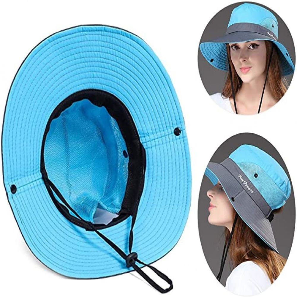 blau Sonnenschutz Damen Fischerhut GelldG Faltbar Sonnenhut Strand Outdoor Sonnenhut Herren