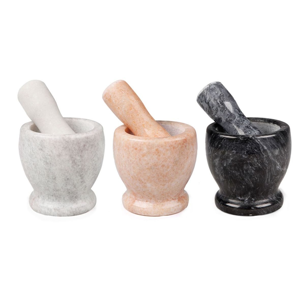 Marabellas Shop Mörser Mörser & Stößel mit wählbarem Design Ø10cm Reibmühle aus Gestein, Stößel beidseitig geschliffen