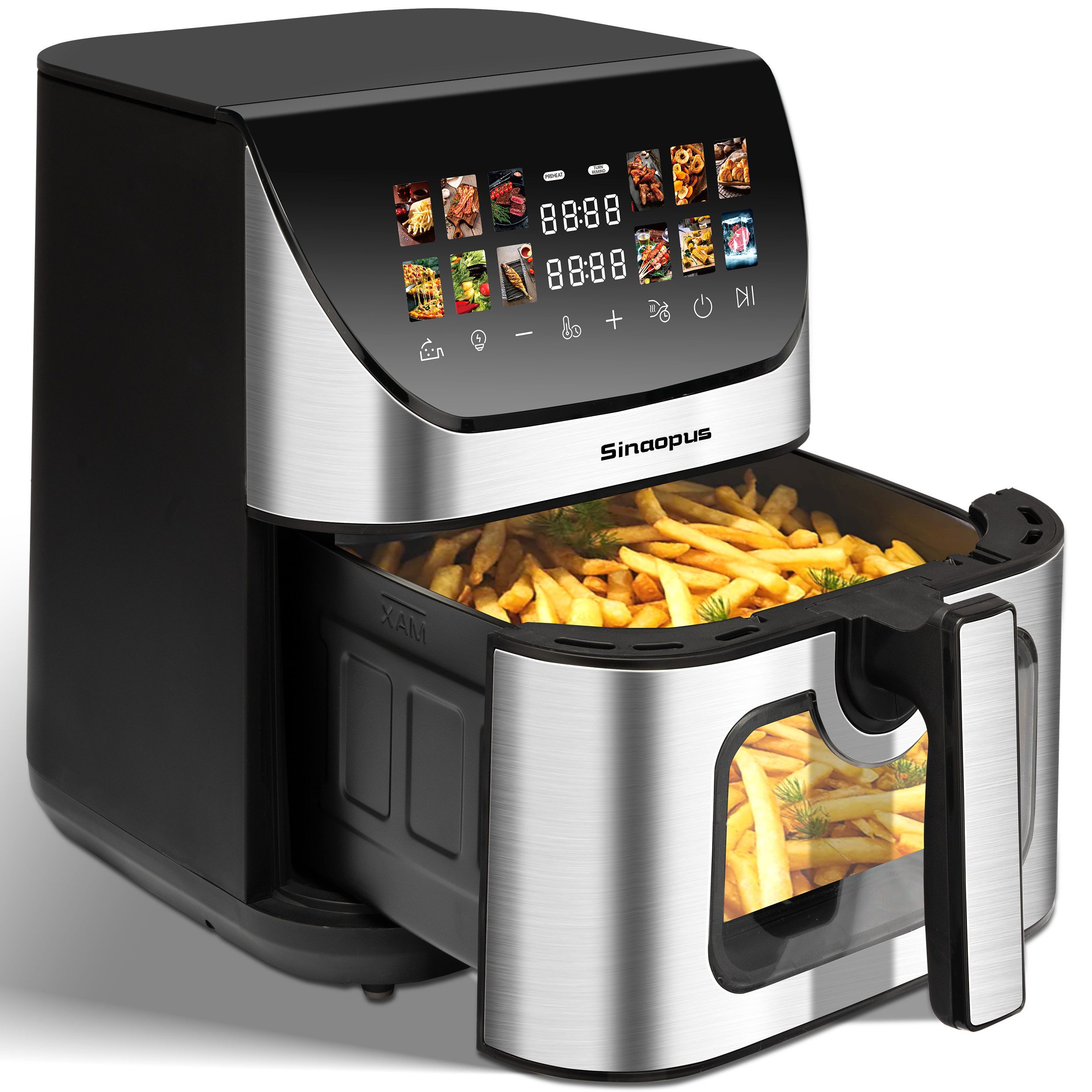 WHEELYOU Heißluftfritteuse 9L XXL, 1800W Airfryer mit LED-Farbdisplay, Sichtfenster & 12 Programmen, 1800 W, Großer Airfryer für fettarmes Kochen mit Touchscreen, Timer