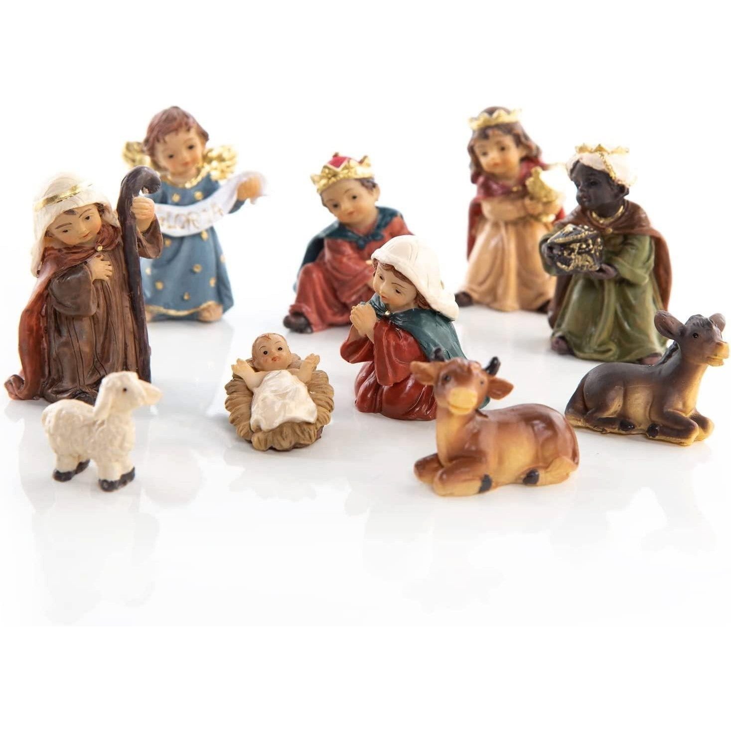 Logbuch-Verlag Krippen-Zubehör Kleine Weihnachtskrippe mit 10 Krippen Figuren 2,5-5,5 cm
