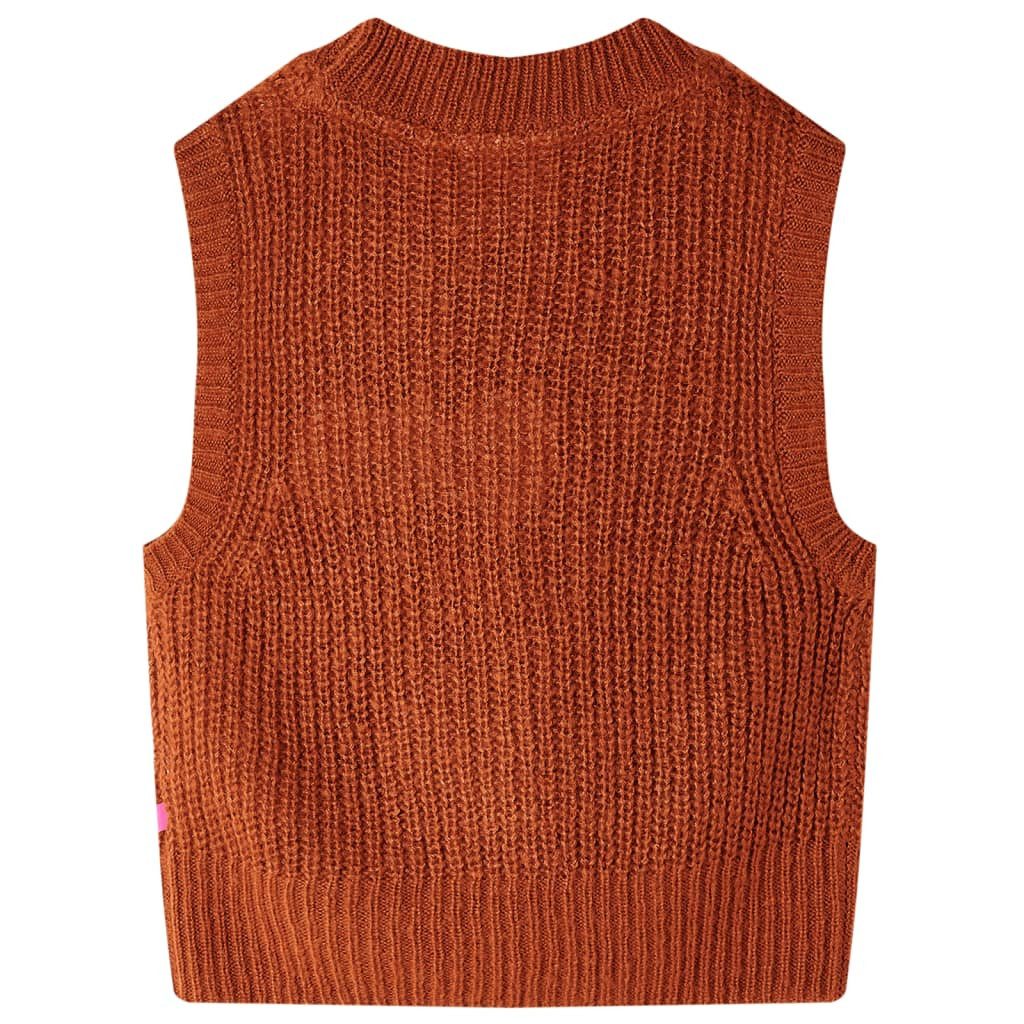 vidaXL Strickweste Kinder-Pulloverweste Gestrickt Cognac 92