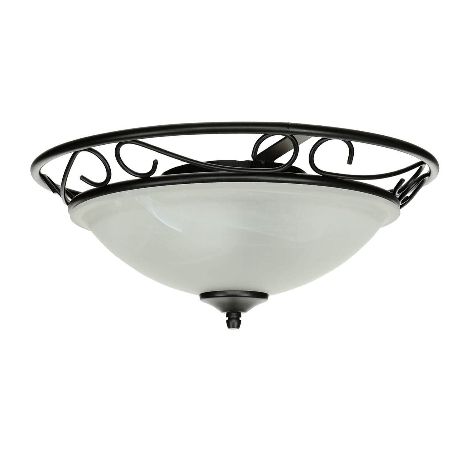 Licht-Erlebnisse Deckenleuchte ATHEN, ohne Leuchtmittel, Deckenlampe Landhausstil Schwarz Weiß Alabaster Glas Lampe