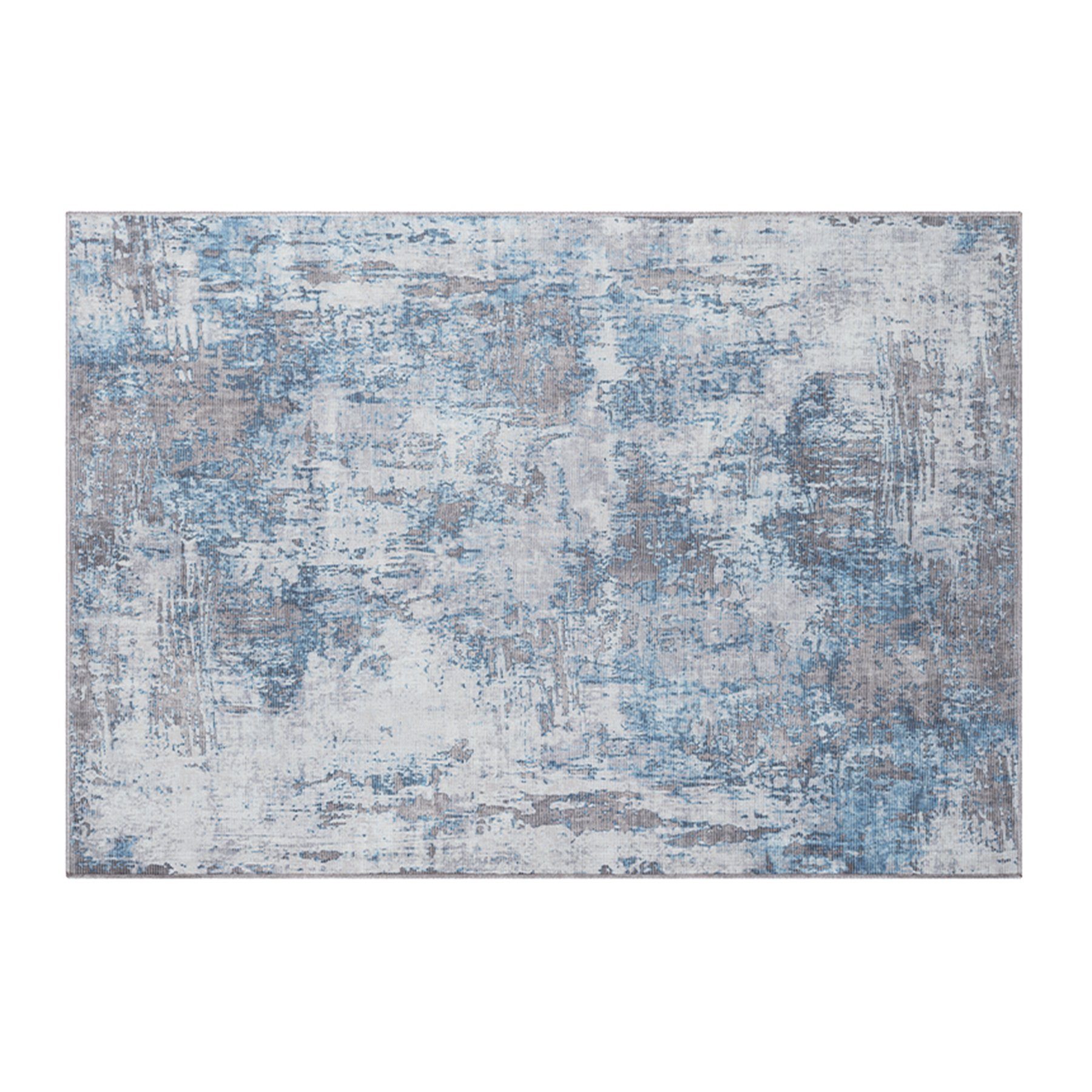 Teppich MODERN ART 230x160cm creme blau, riess-ambiente, rechteckig, Höhe: 5 mm, Wohnzimmer · Schlafzimmer · Flachgewebe · Outdoor · Modern Design