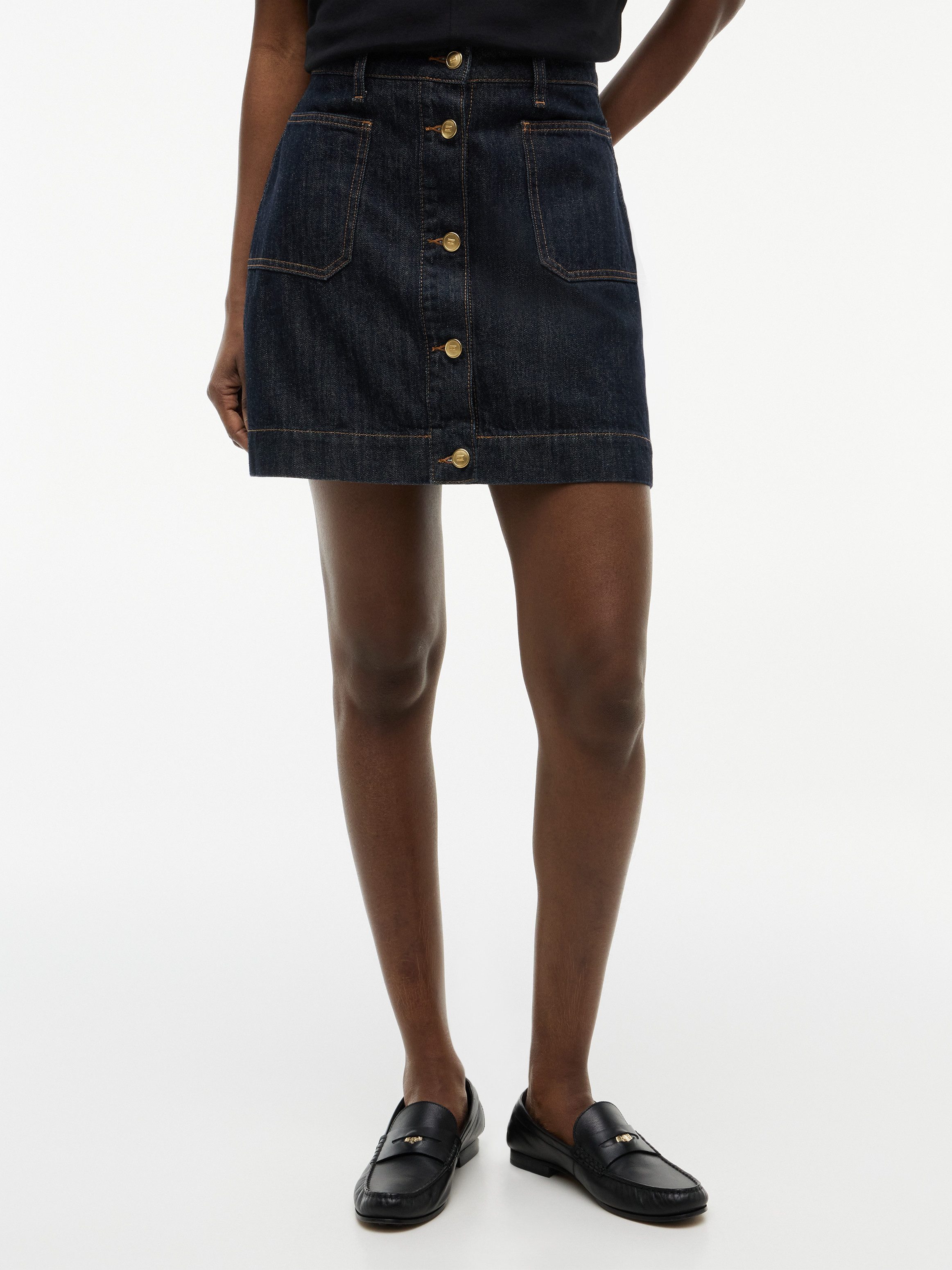 Tommy Hilfiger Jeansrock MINI SKIRT RINSE HW mit stilvoller Knopfleiste, aus Baumwolle