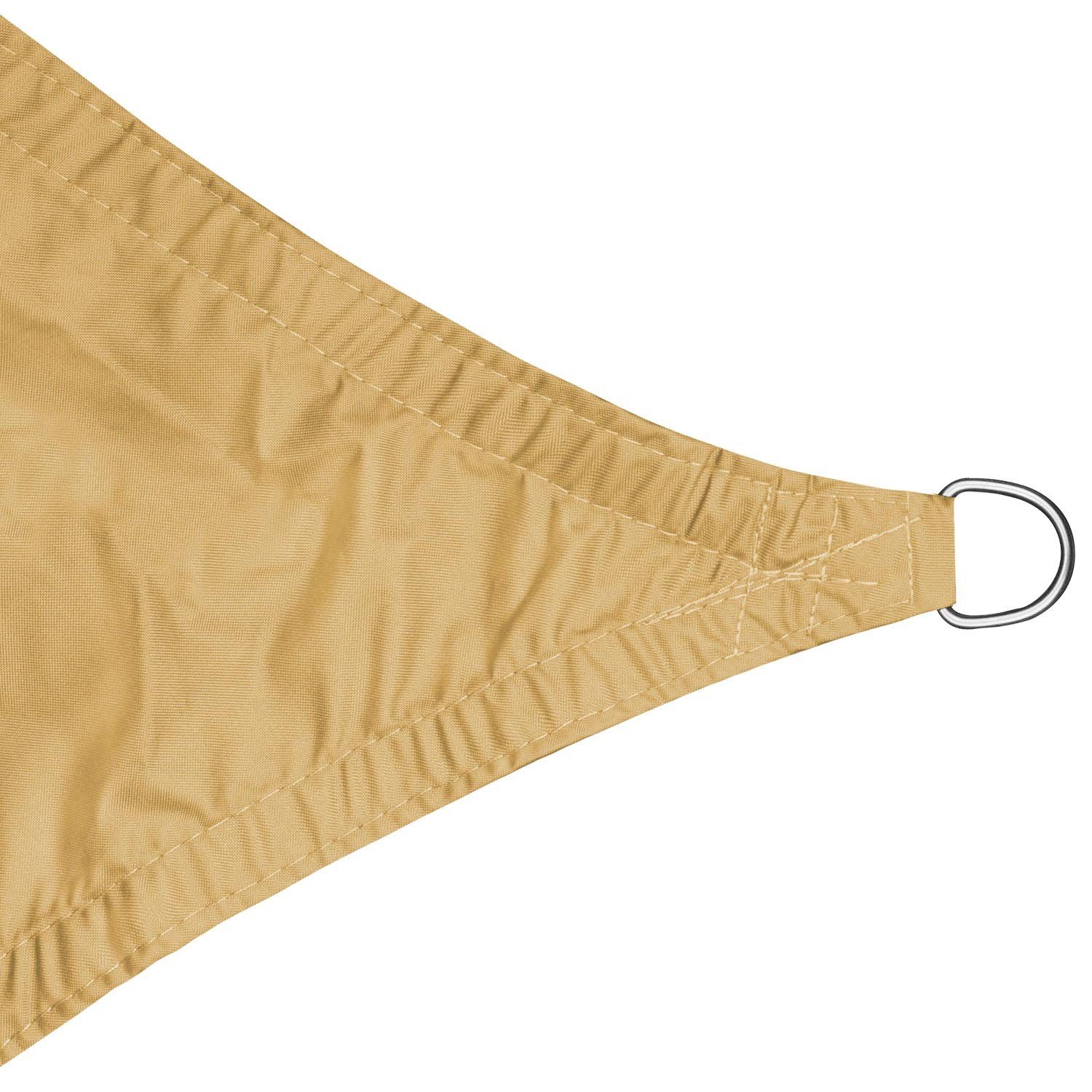 anndora Sonnensegel Tarp 3x3x3m dreieckiger Sonnenschutz, (Sandfarben), wasserabweisender Stoff
