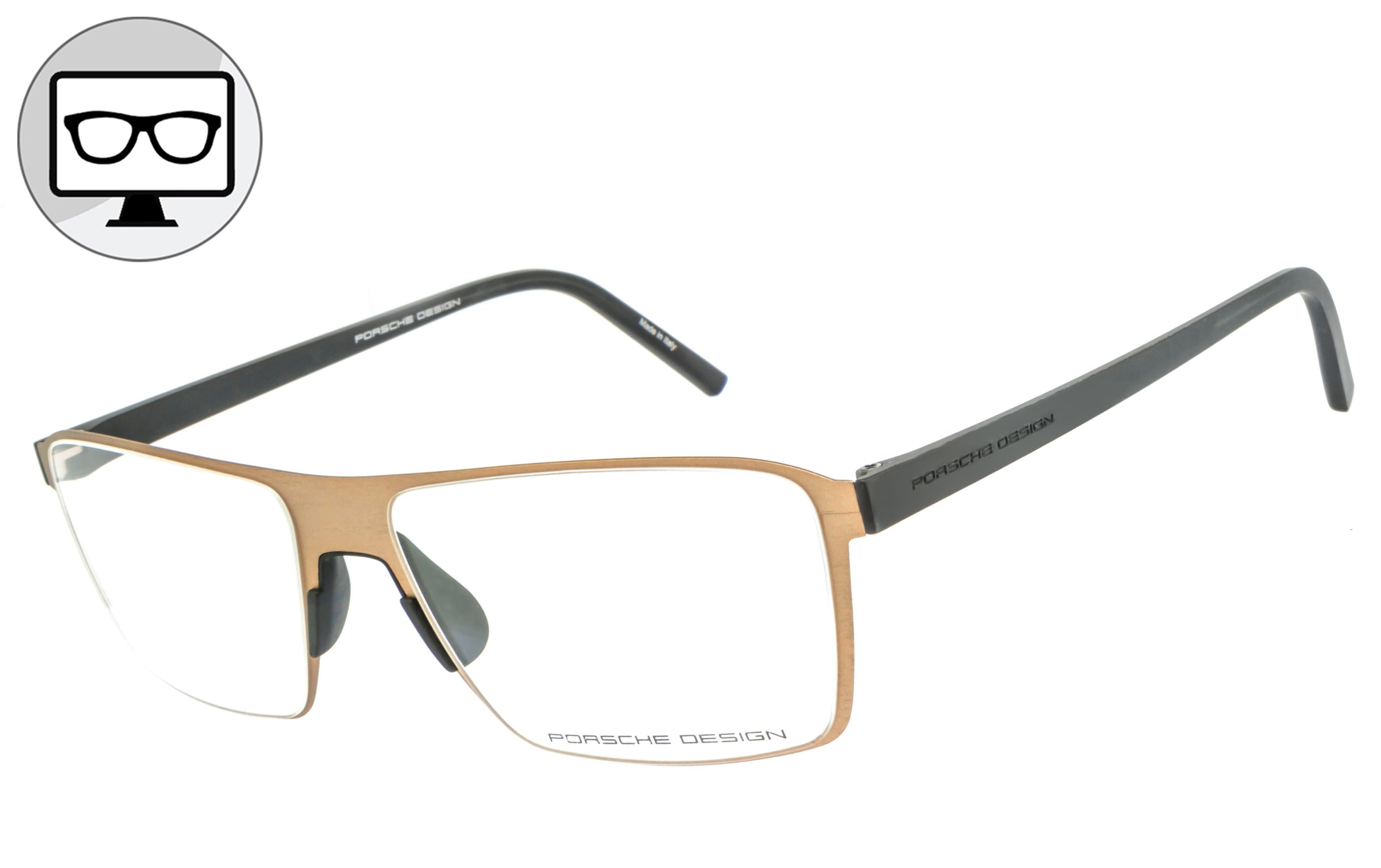 Bildschirmbrille, Design Blaulicht Brille, Brille, Blaulichtfilter Bürobrille, PORSCHE Sehstärke ohne Brille Gamingbrille,