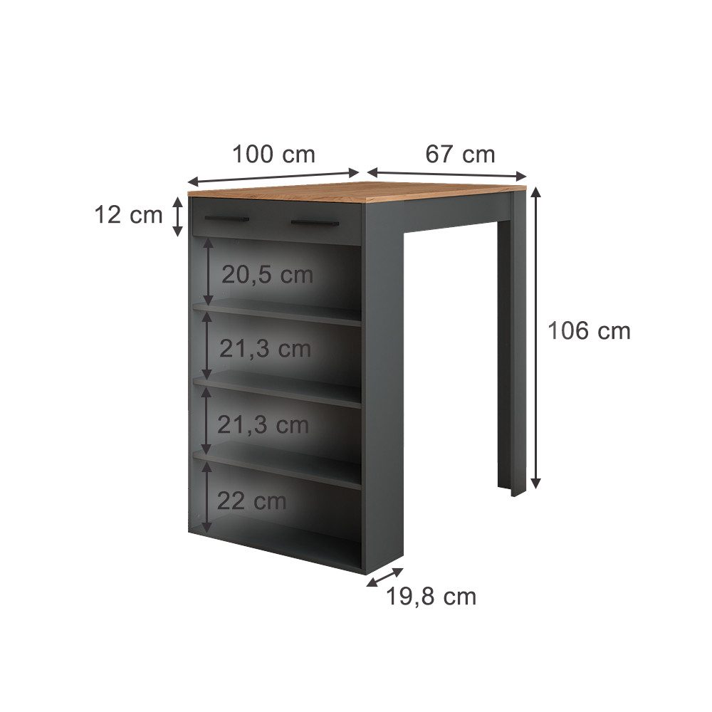 Vicco Bartisch Repose, Goldkraft Eiche/Anthrazit, 67 x 100 cm günstig online kaufen