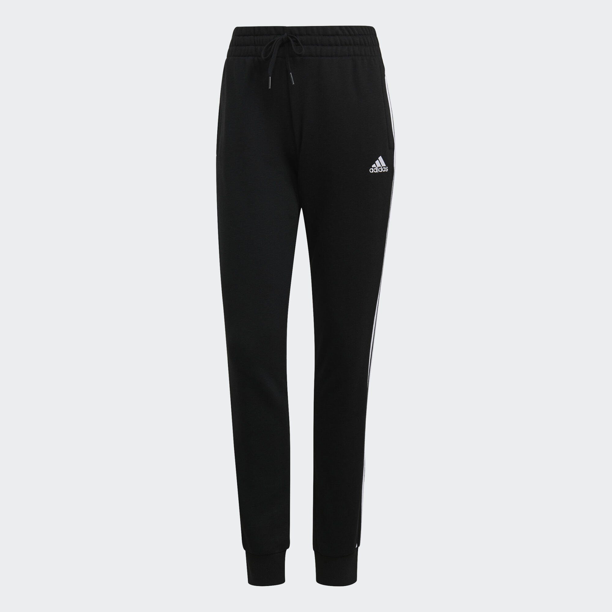 TERRY HOSE adidas 3-STREIFEN ESSENTIALS / Sportswear Black FRENCH White Jogginghose