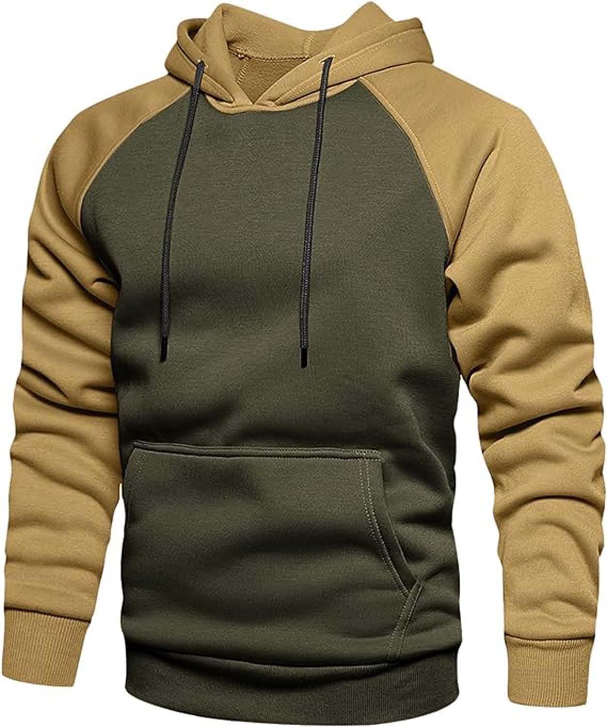 FIDDY Sweatblazer lässiges Kapuzen-Sweatshirt, klassischer Farbblock-Herren-Hoodie, L