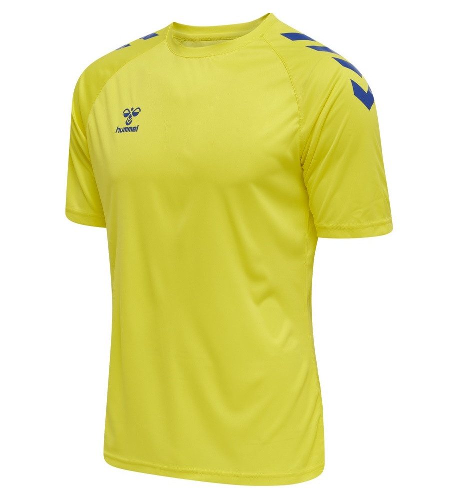 hummel T-Shirt hmlCORE XK Core Poly (Interlock-Stoff) Kurzarm gelb/blau Herren