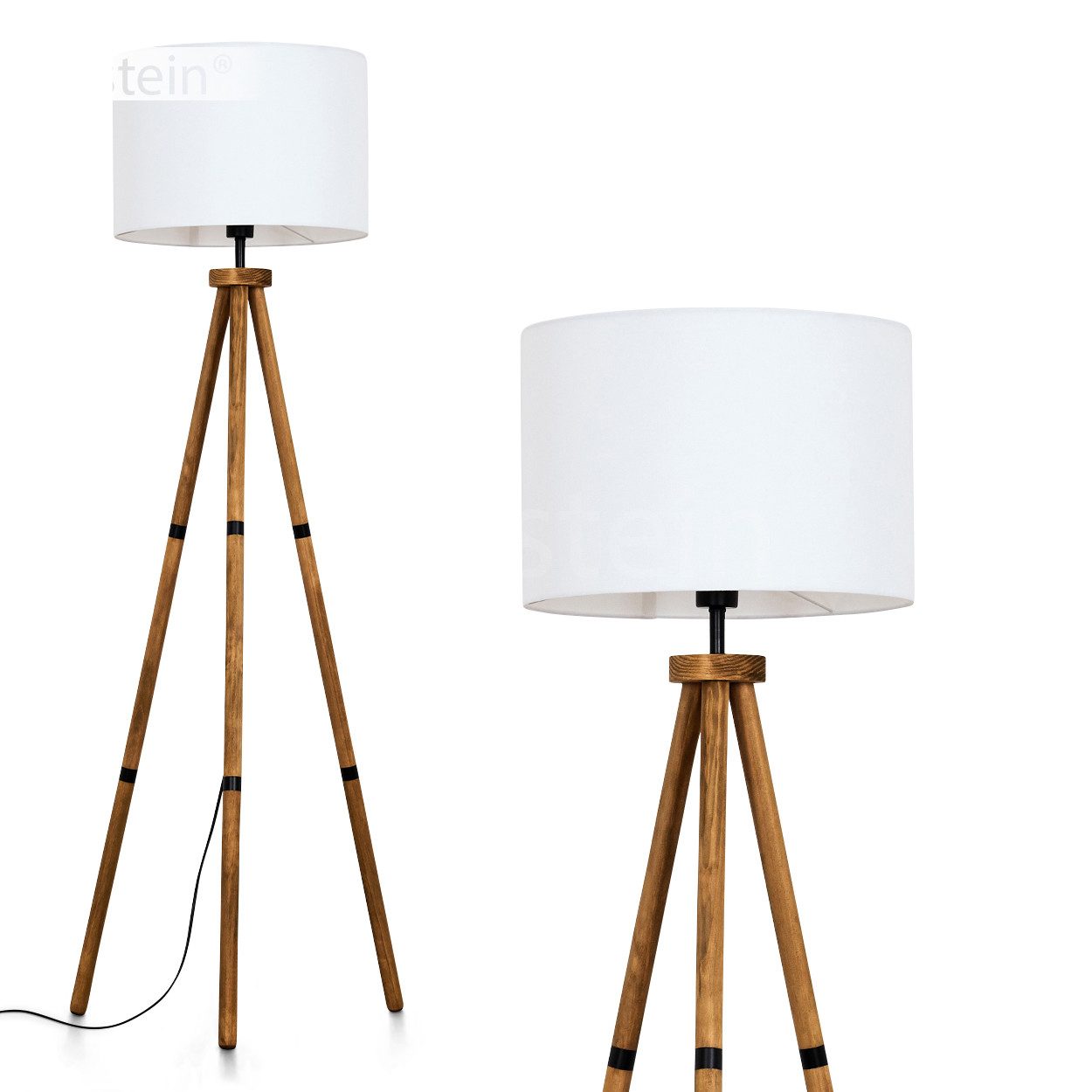 Stehlampe Stehlampe aus Holz/Stoff in Naturfarben/Weiß