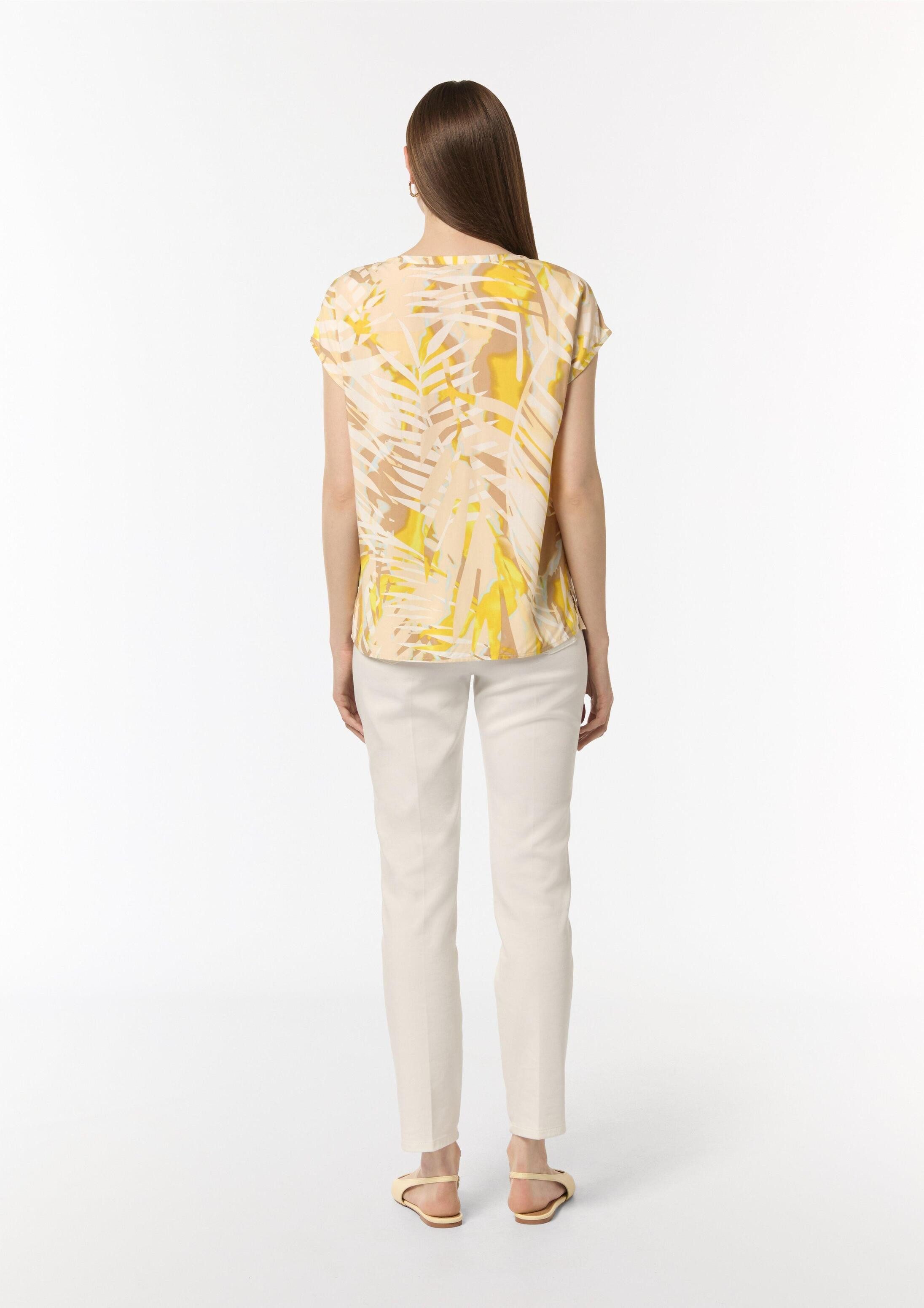 comma Kurzarmbluse Bluse Blusenshirt mit All-over-Print