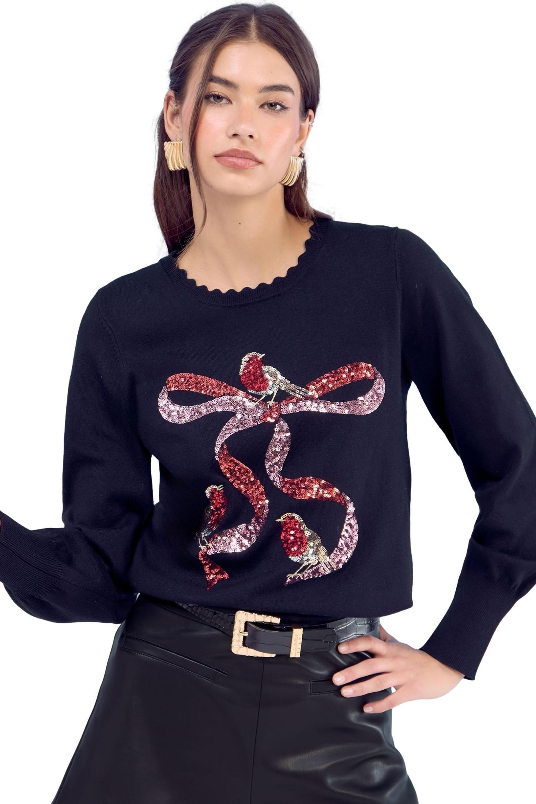 LIPSY Rundhalspullover Lipsy Weihnachten Feinstrickpullover, Regular (1-tlg)