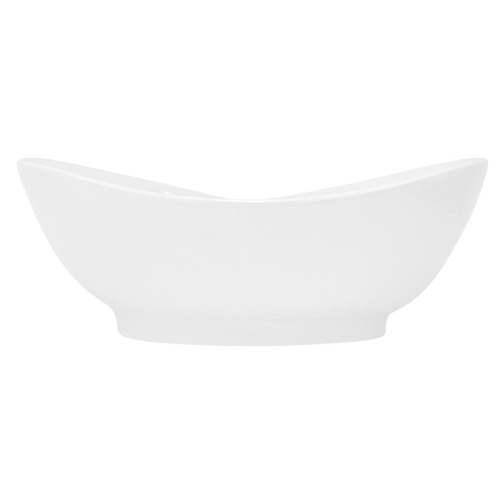 LuxeBath Waschbecken Waschtisch Aufsatzwaschbecken aus Keramik für Badezimmer / Gäste-WC, Aufsatzwaschtisch Handwaschbecken Oval 59x39,5x20,5 cm Weiß