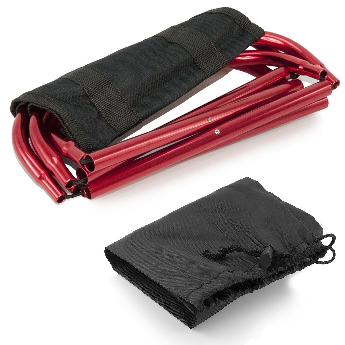 belastb | MidGard Campinghocker, Falthocker Klappstuhl ultraleichter Rot Rot Aluminium aus 80kg bis