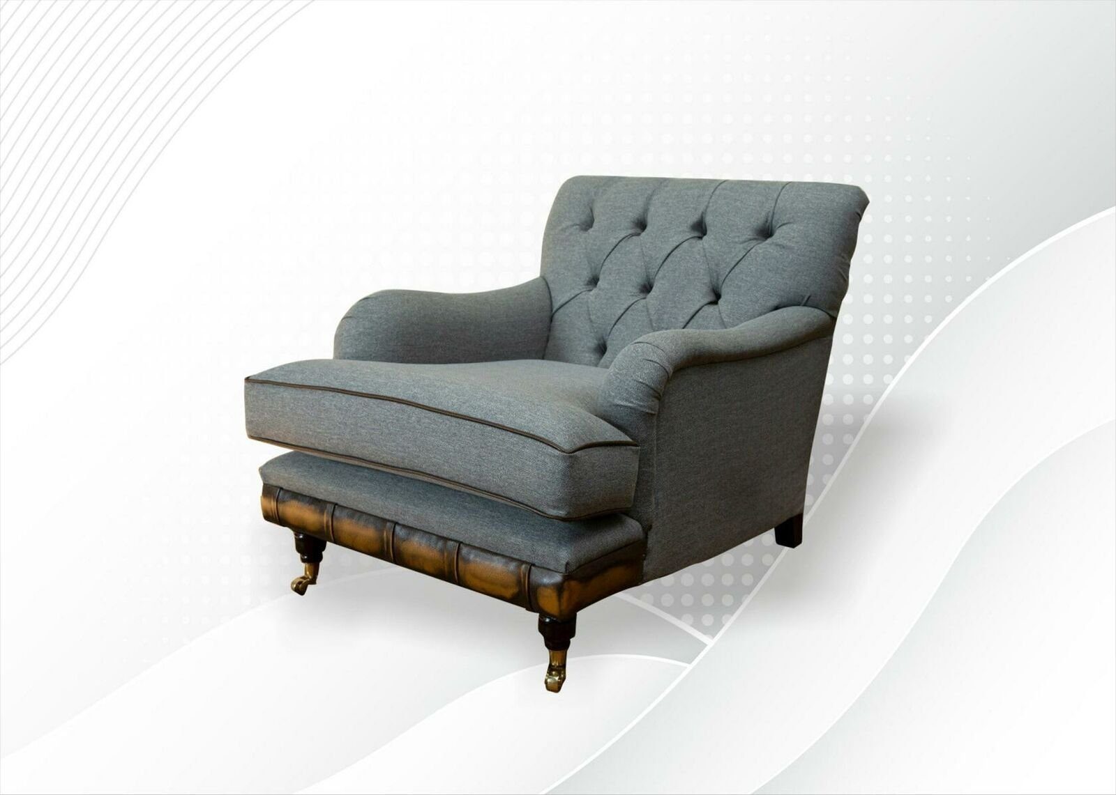 Design Leder Chaise Sessel, Sessel Luxus Lounge JVmoebel 1 Textil Sitzer Chair Sofa