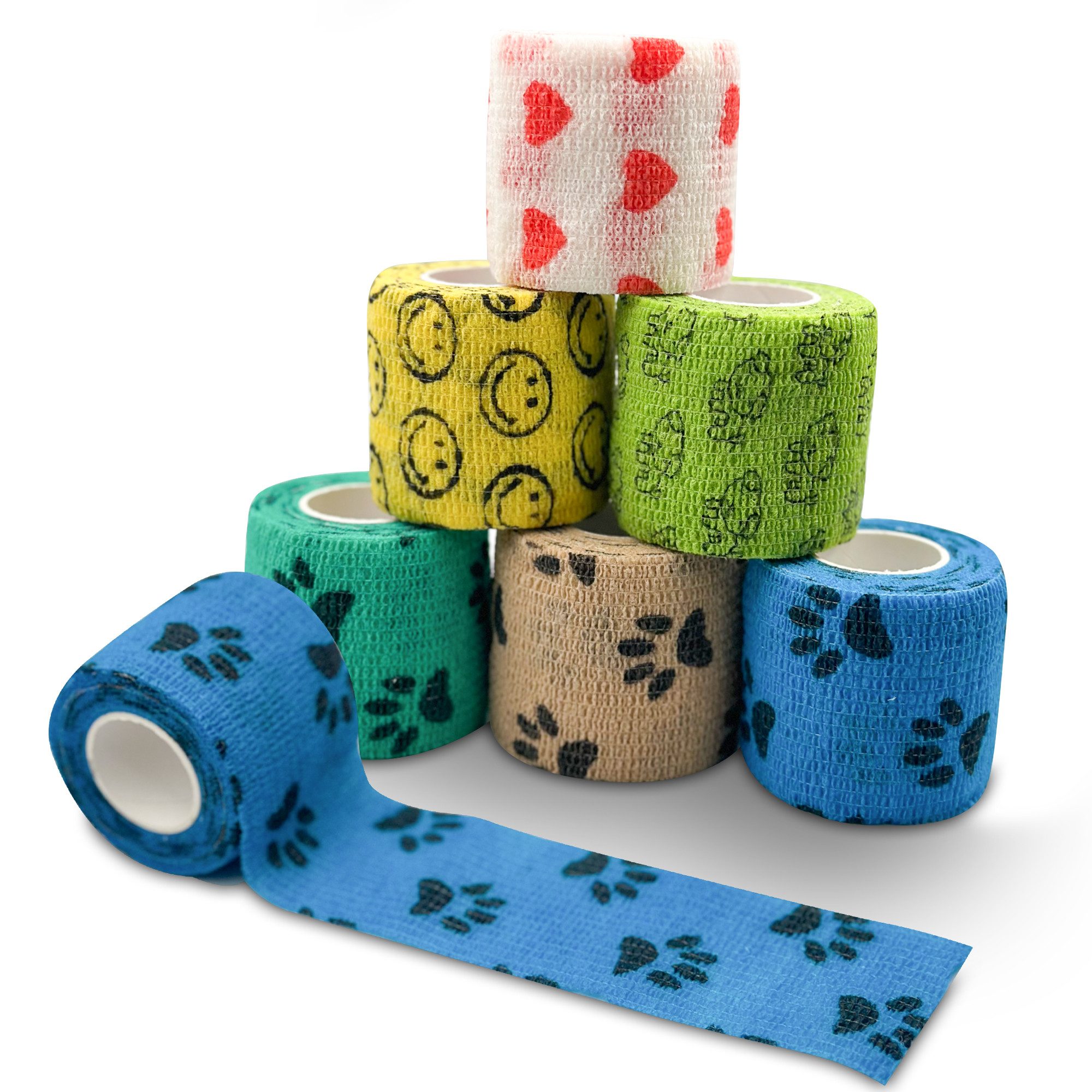 Petsation Bandage selbstklebender Verband farbig 6 Stück 5cm x 4,5m, Selbstklebend