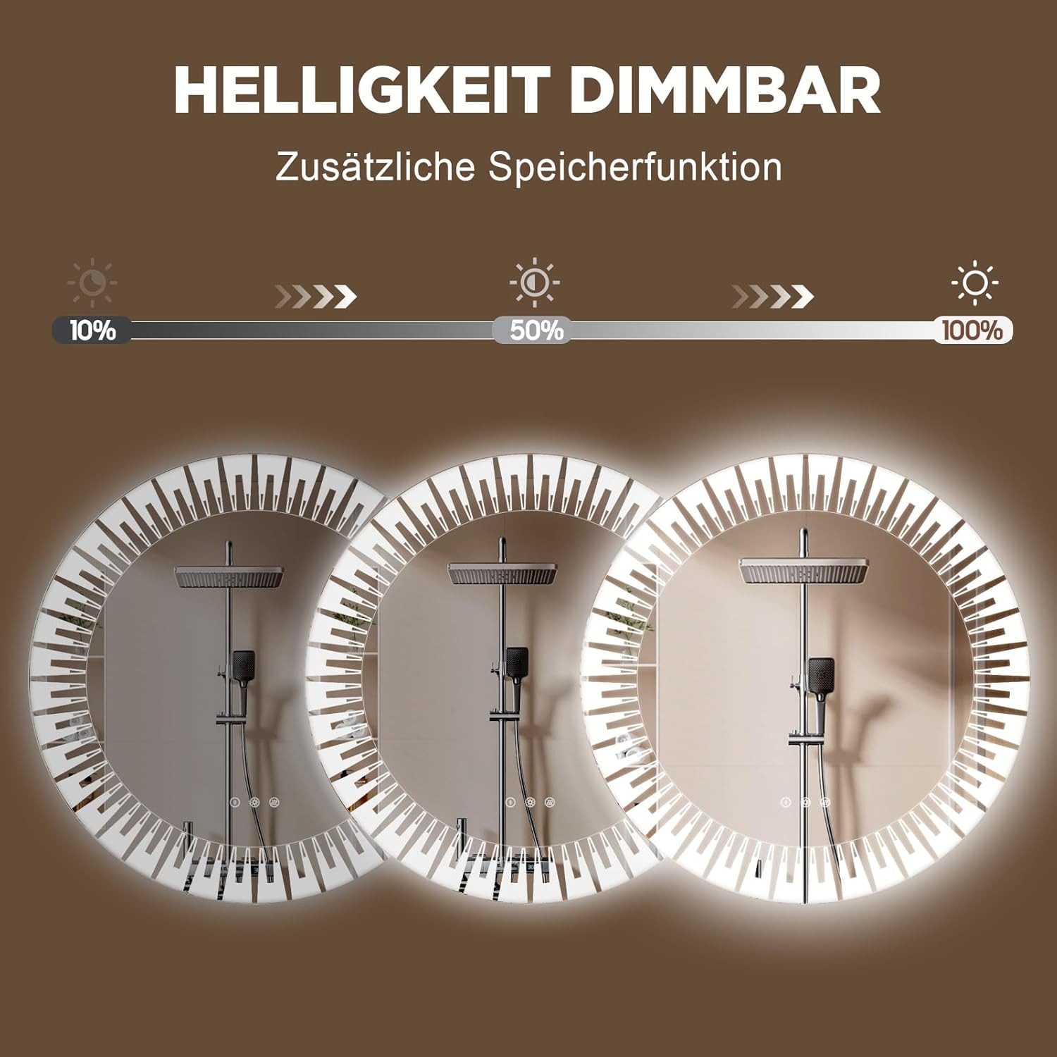 YOLEO Badspiegel Badzimmerpiegel mit Beleuchtung, runder/asymmetrischer Wan günstig online kaufen