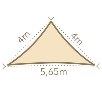 anndora Sonnensegel 4x4x5,65 HDPE rechtwinkliges Dreieck, doppelte Nähte