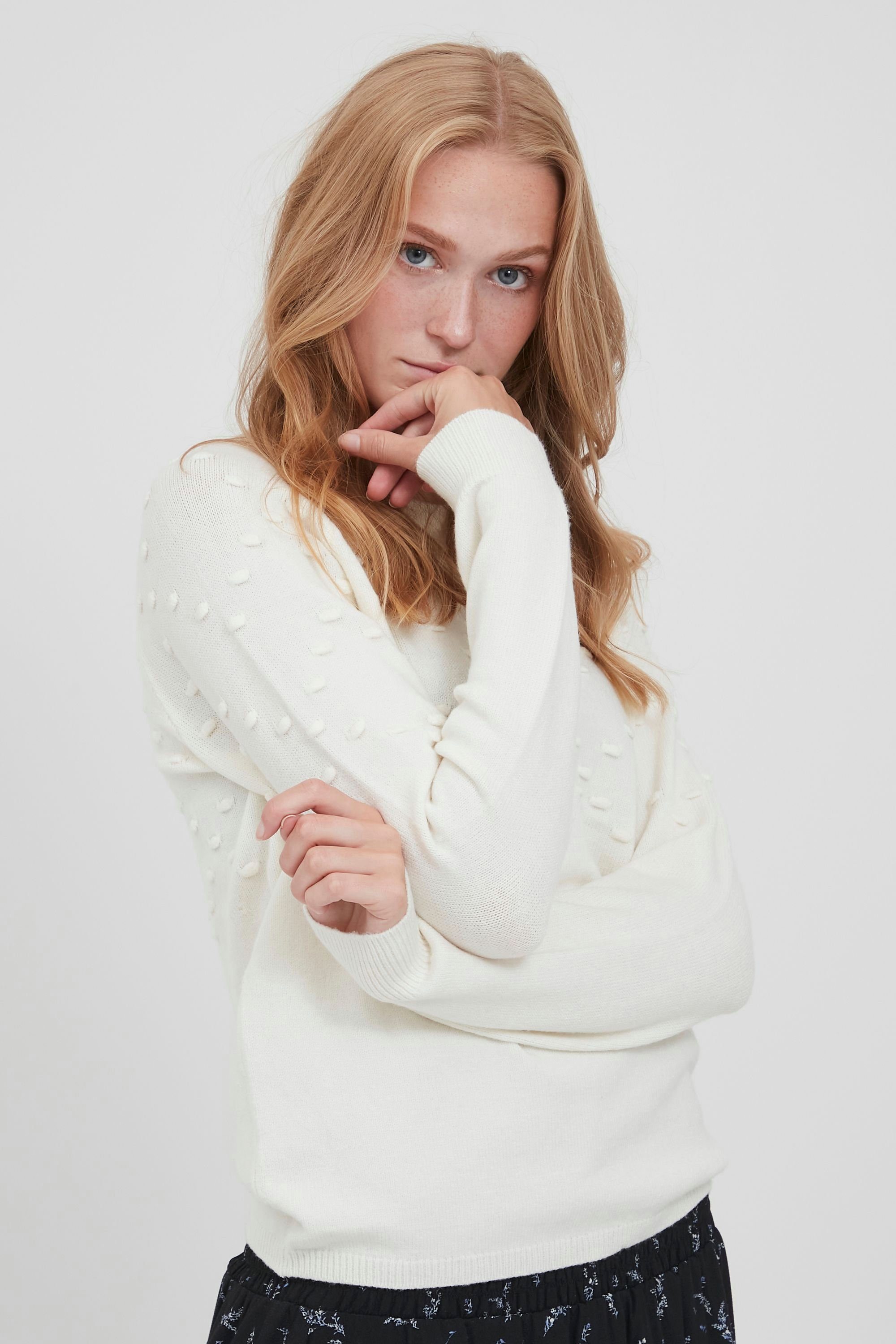 mit White BYNONINA - JUMPER Strukturmuster Off (114800) b.young Strickpullover DOT Strickpullover 20810226